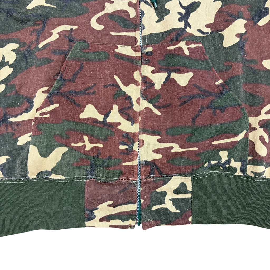 Vintage Military Thermal Lined Hoodie Woodland Camo