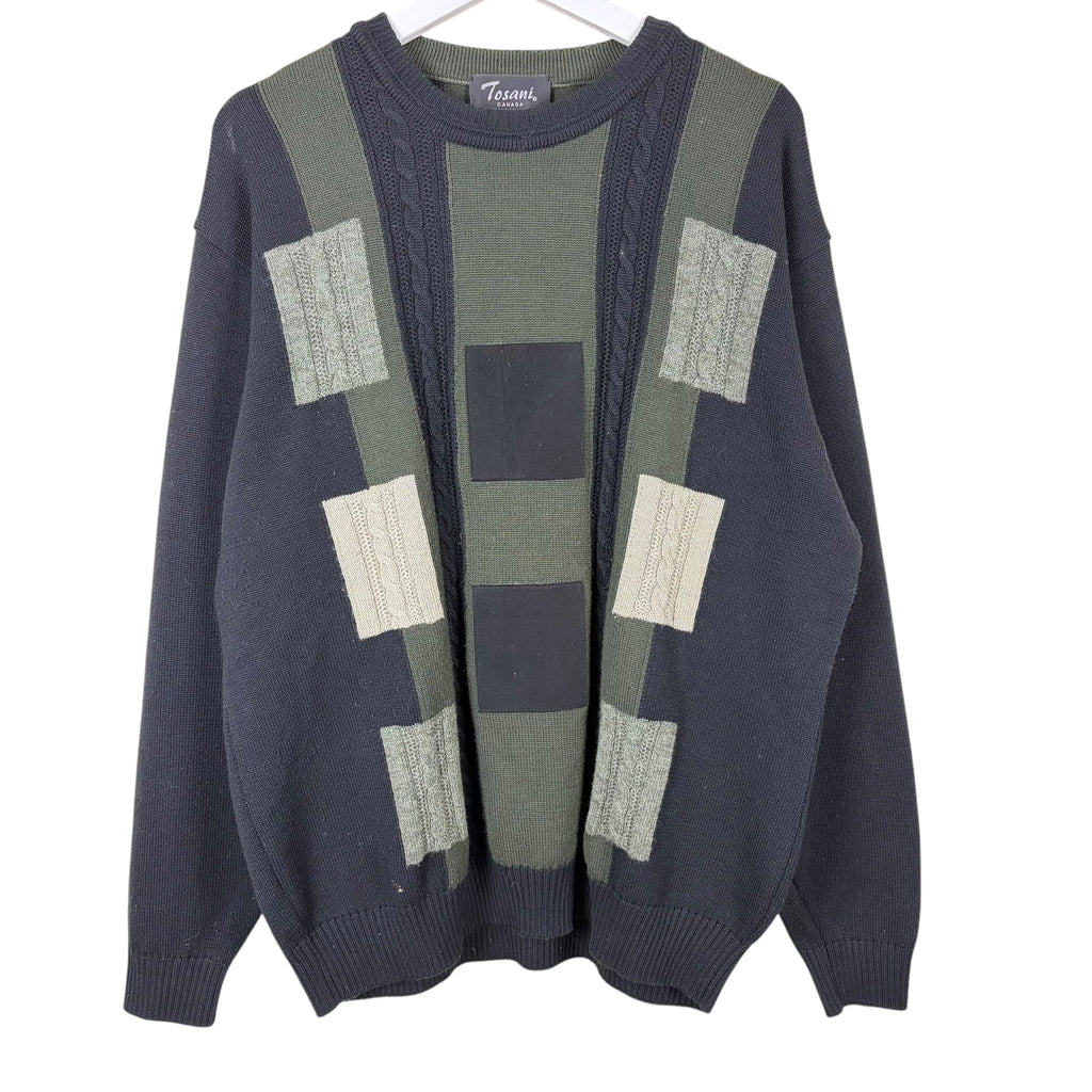 Vintage Tosani Multi Square Pattern Knit Olive