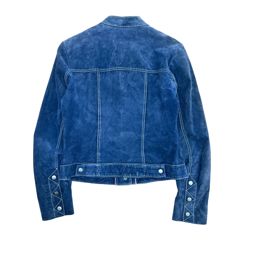 Vintage Danier Women’s Western Suede Leather Jacket Blue