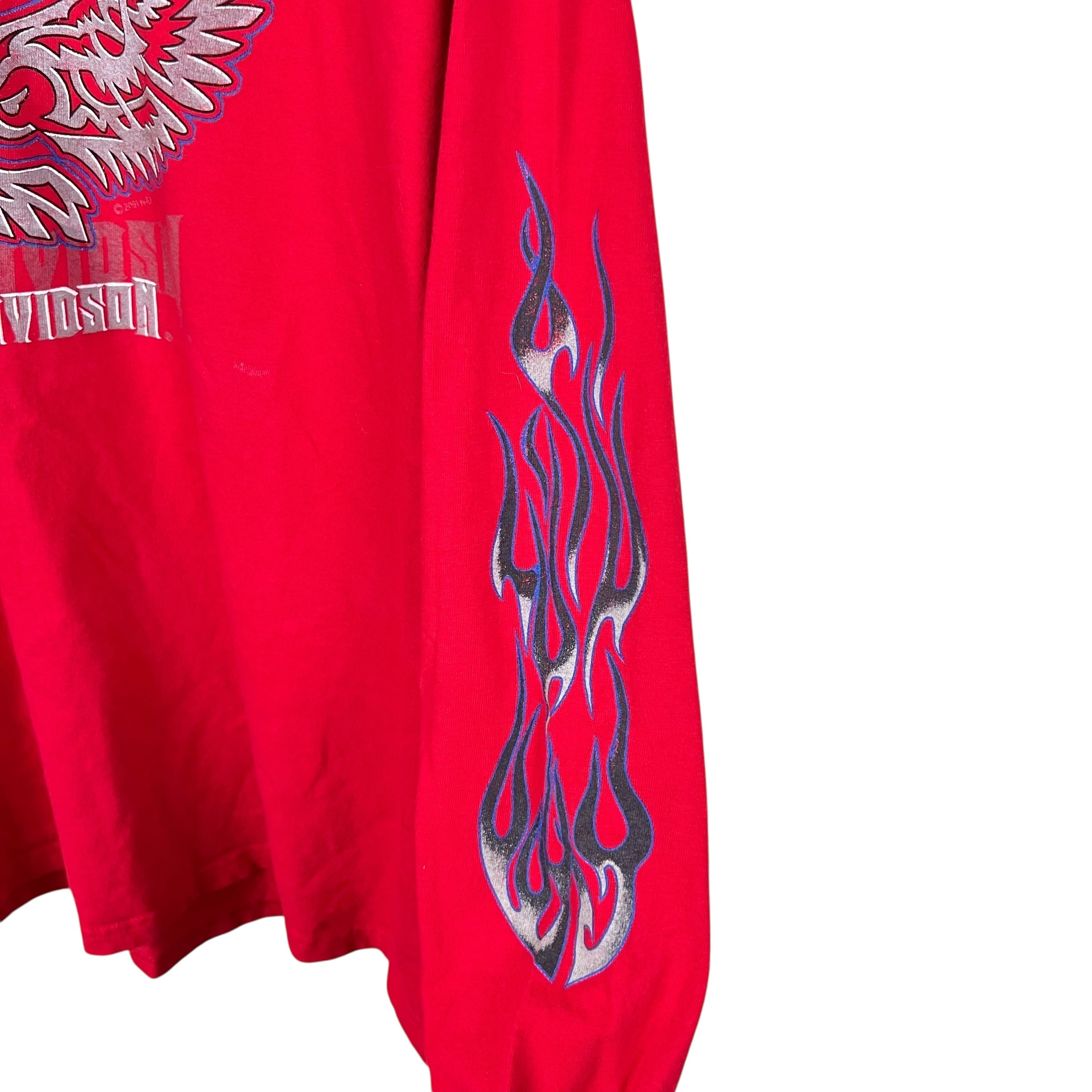 2001 Harley Davidson Lethbridge, Alberta Flame Longsleeve Red