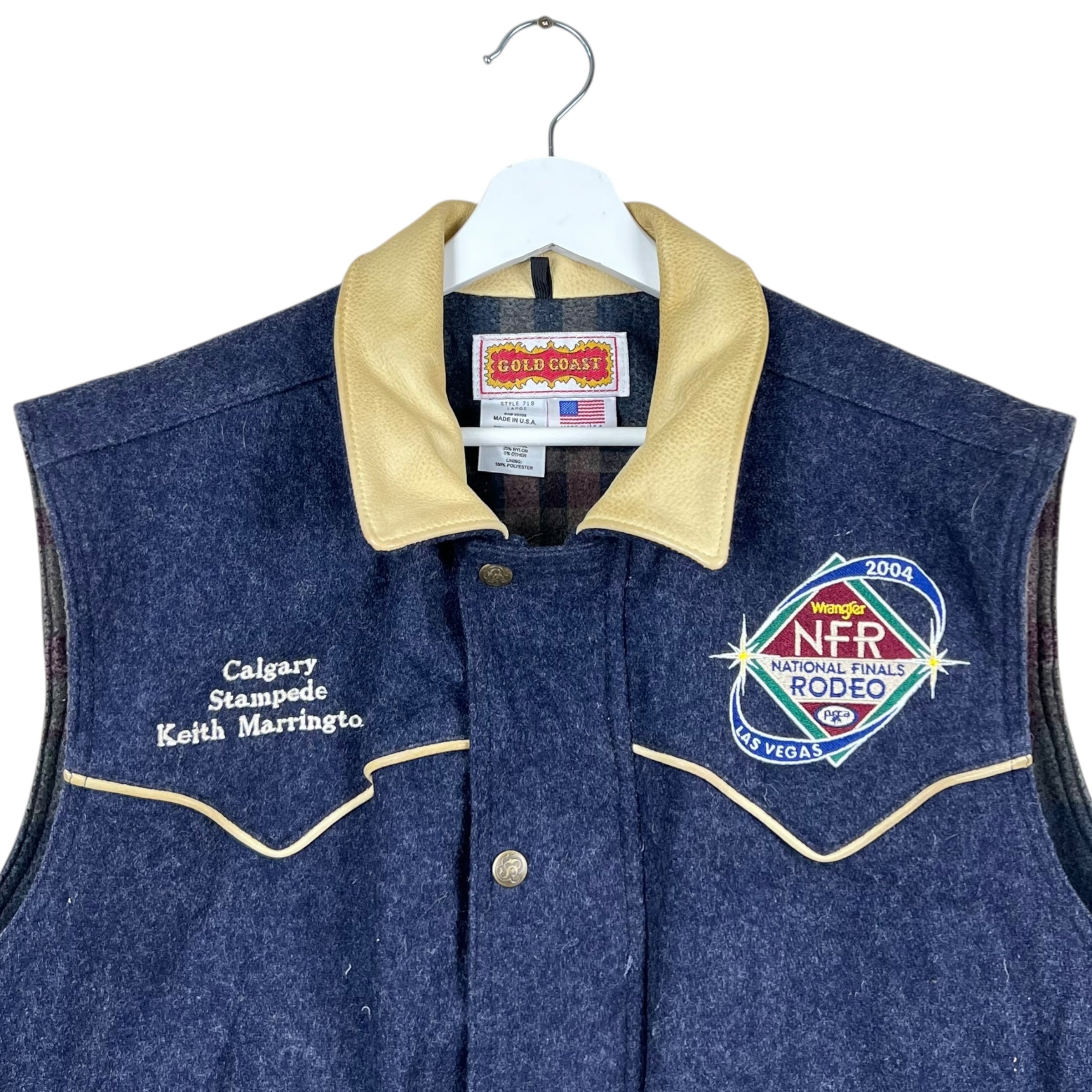 Vintage Gold Coast 2004 Wrangler National Finals Rodeo Keith Marrington Lined Vest