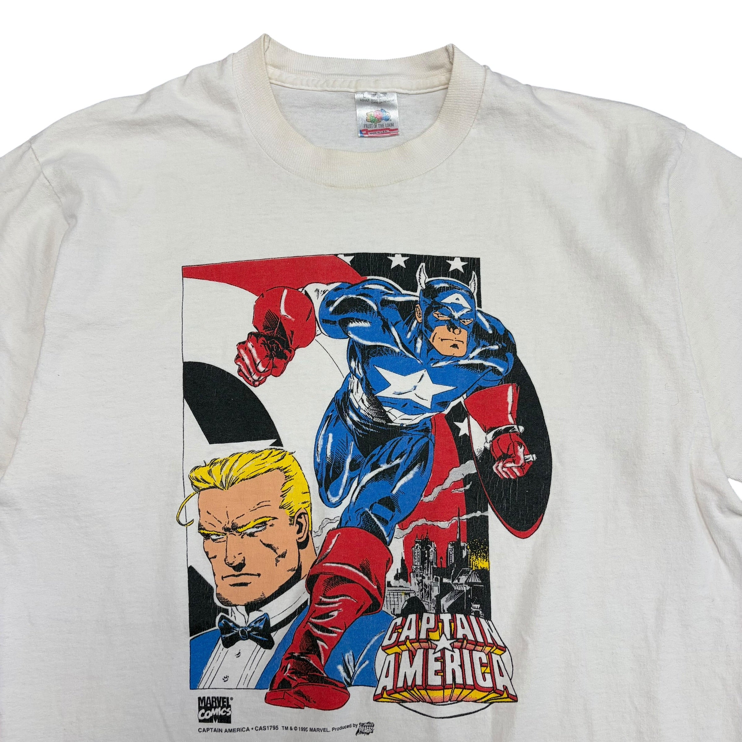 1995 Marvel Comics Captain America Panel Tee White