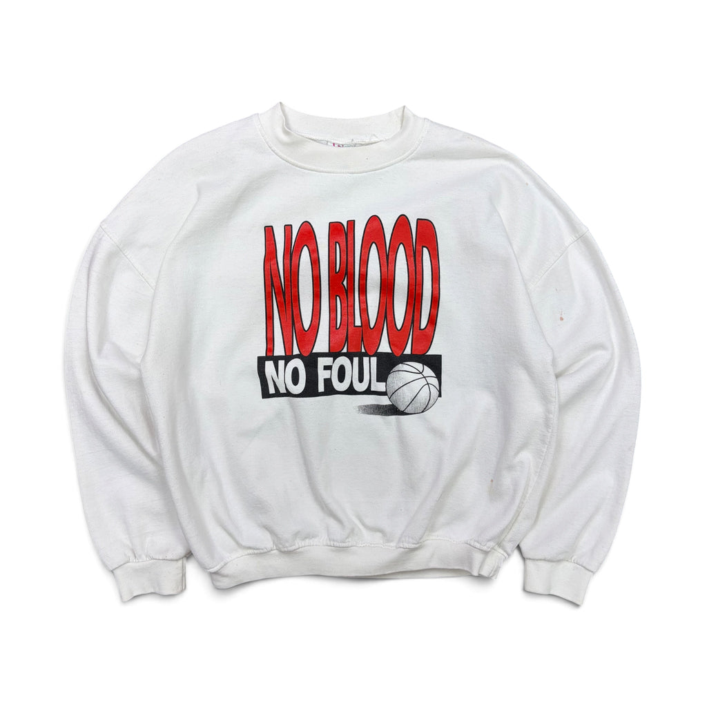 Vintage No Blood No Foul Basketball Crewneck White