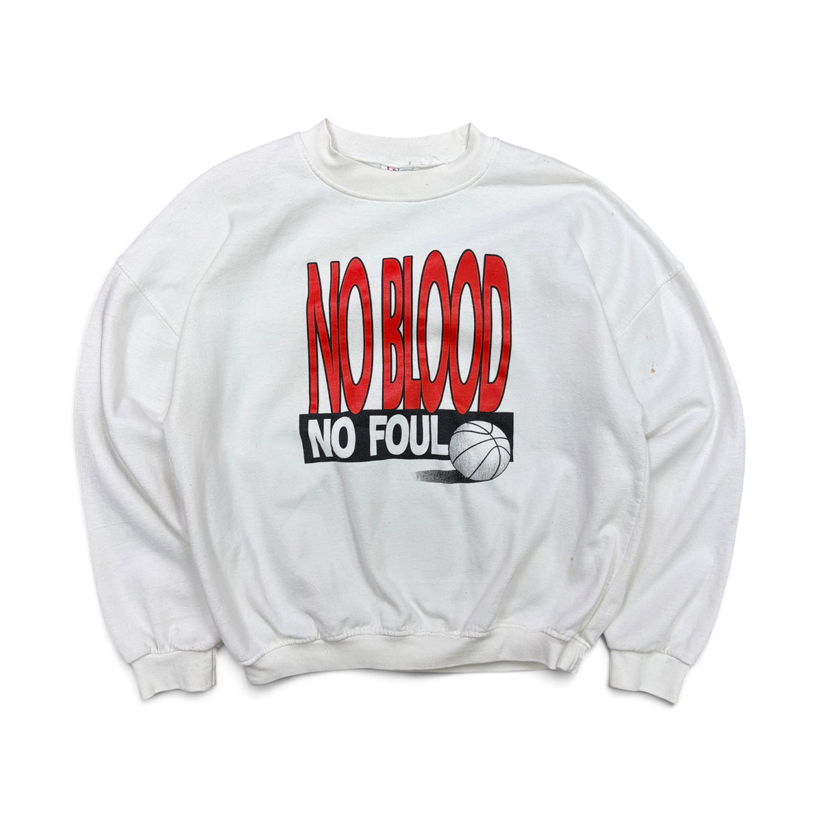 Vintage No Blood No Foul Basketball Crewneck White