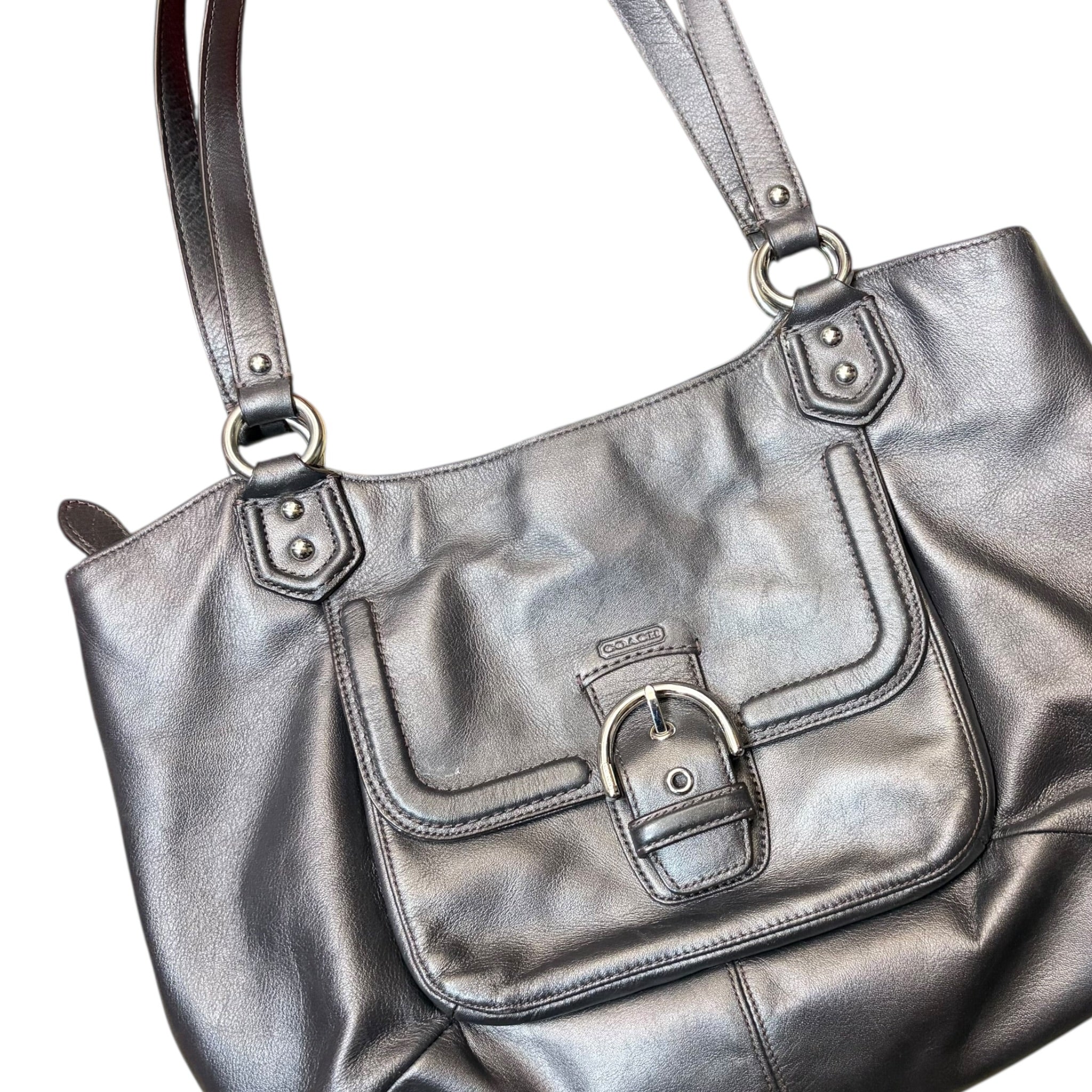 Coach Campbell Belle Leather Shoulder Bag Grey