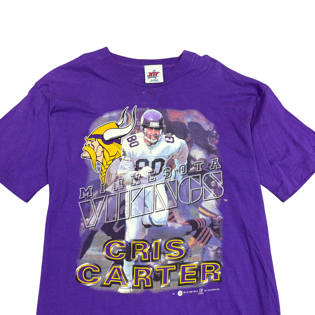 1997 Joy Athletics NFL Minnesota Vikings Cris Carter Player Tee Purple