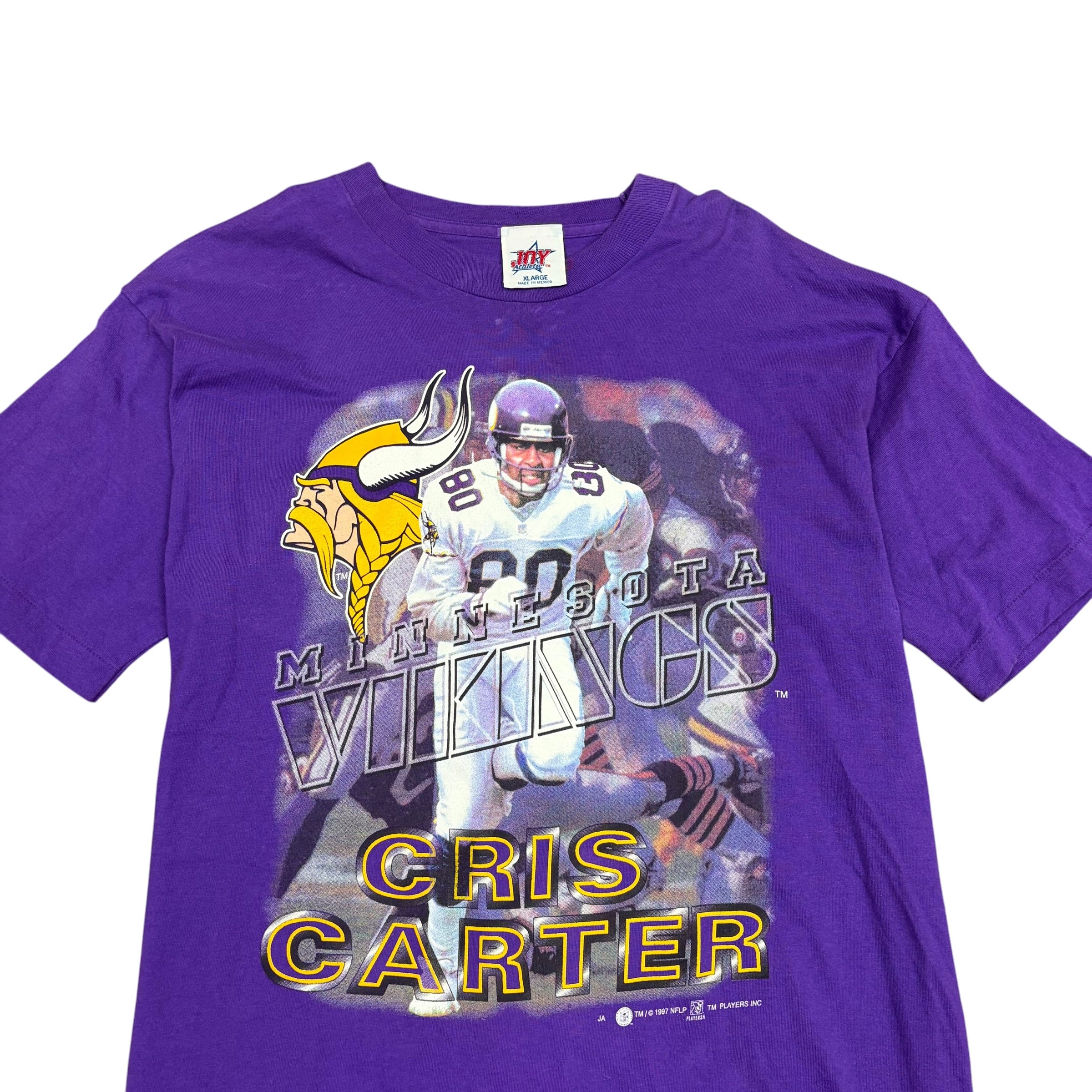 1997 Joy Athletics NFL Minnesota Vikings Cris Carter Player Tee Purple