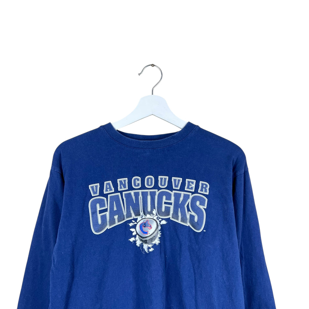 Vintage NHL Vancouver Canucks Kids Puck Logo Longsleeve Navy