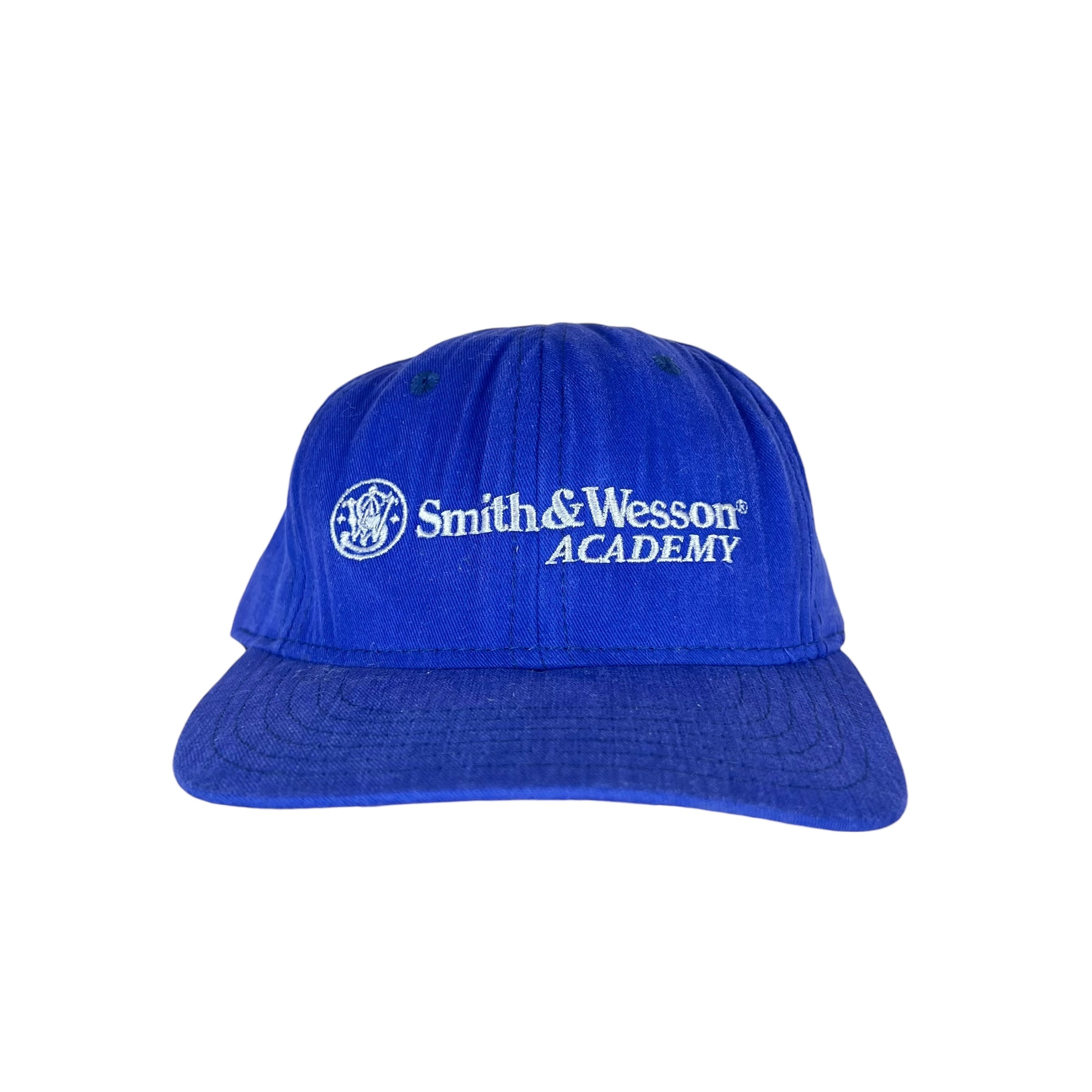 Vintage Smith & Wesson Academy Spellout StrapBack Blue