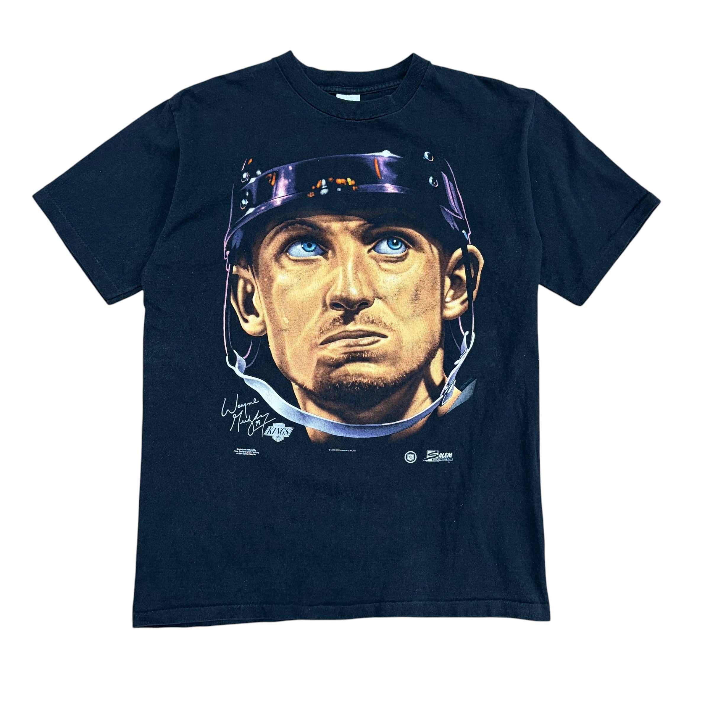 1991 Salem NHL Los Angeles Kings Wayne Gretzky Big Head Tee Black