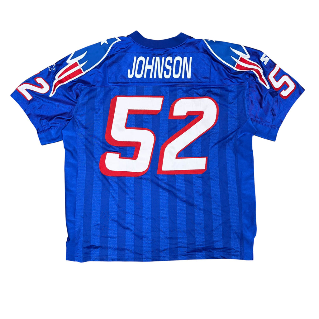 Vintage 90s New England Patriots Ted Johnson Authentic Stitched Jersey Blue