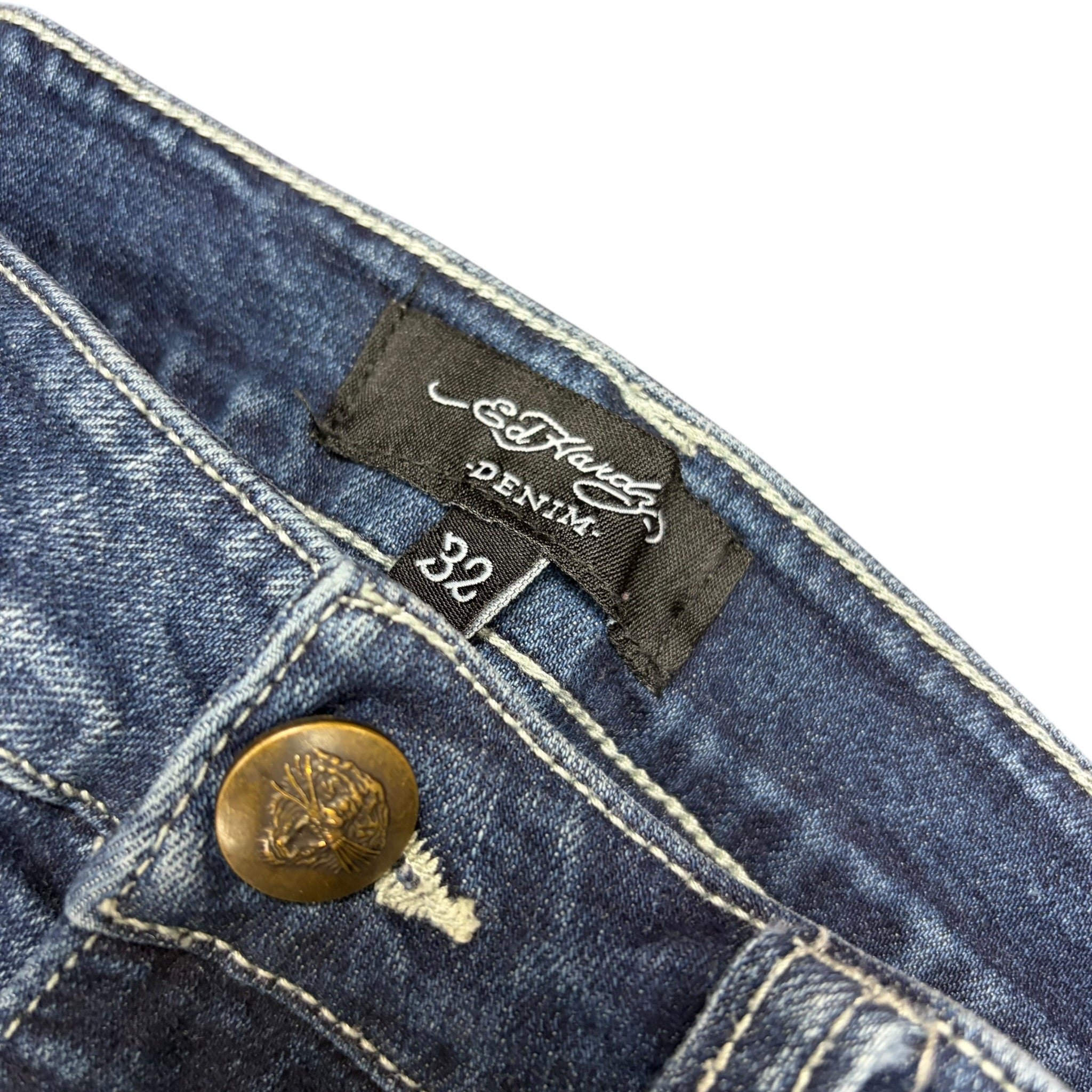 Y2K Ed Hardy Women’s Eagle/Snake Embroidered Jeans Dark Wash