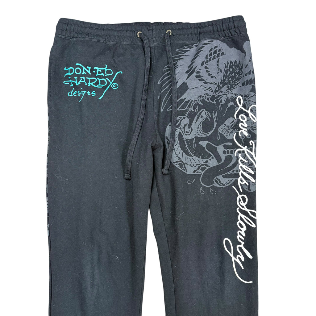 Y2K Ed Hardy Tiger Print Sweatpants Black