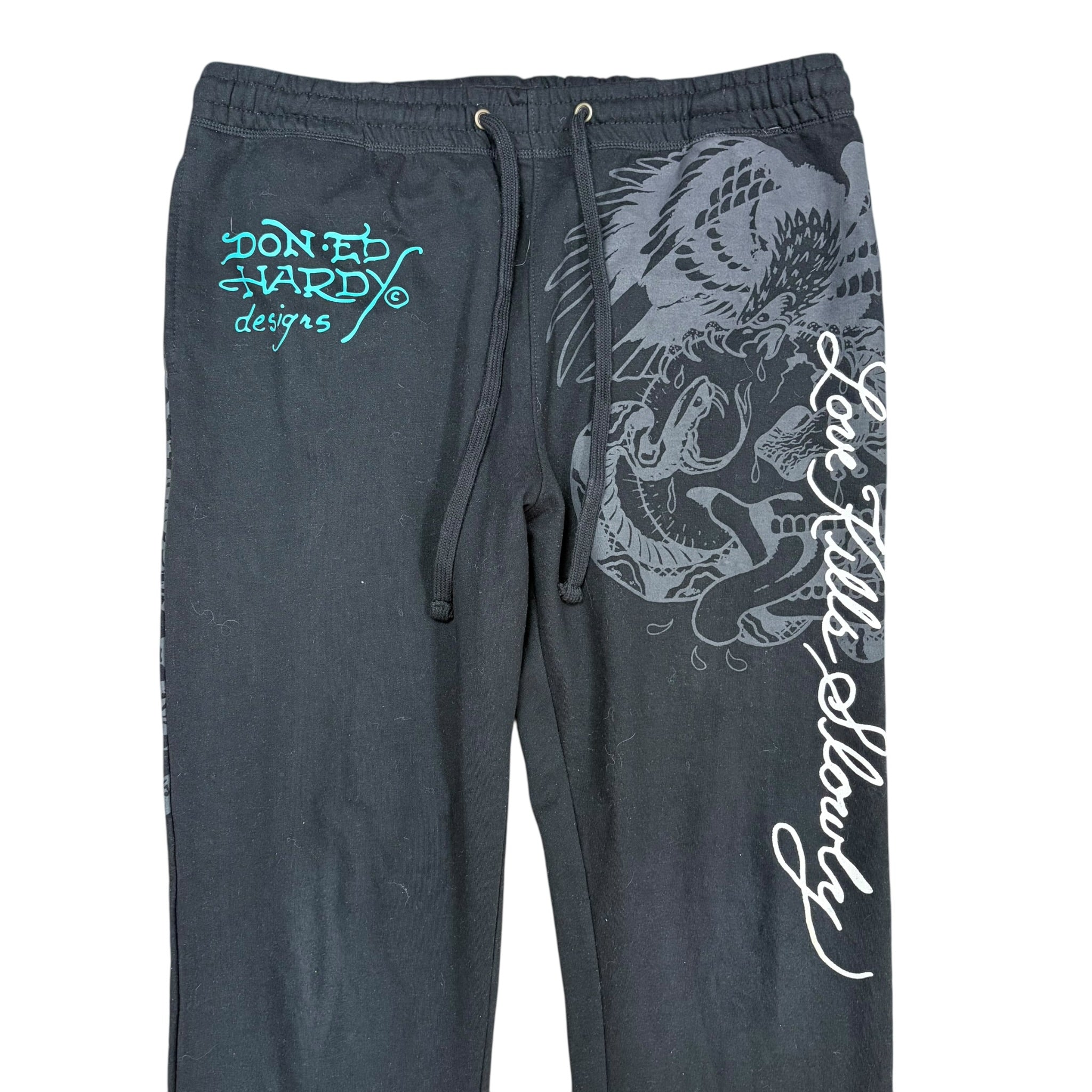 Y2K Ed Hardy Tiger Print Sweatpants Black
