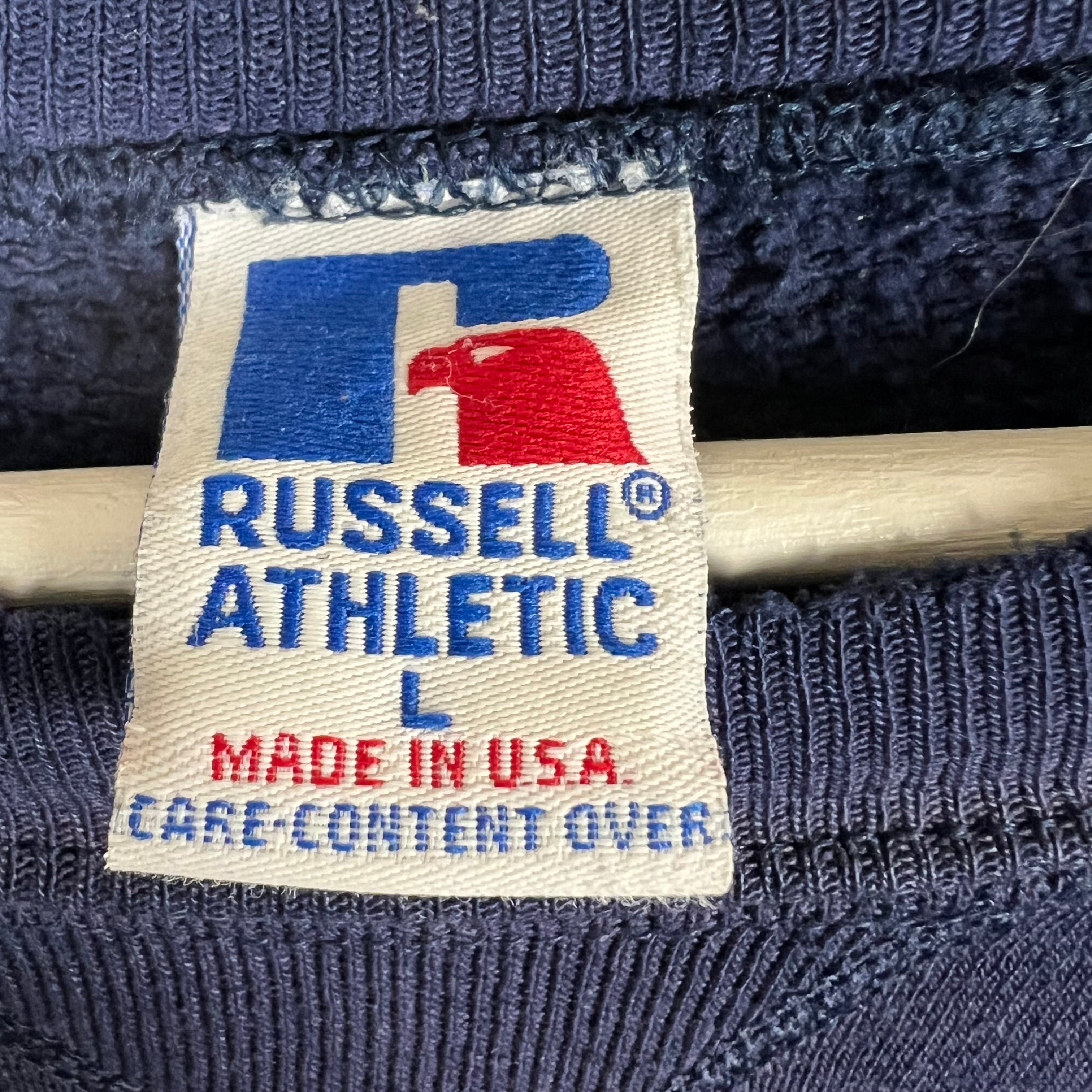Vintage Russell Athletic Michigan University Spellout Crewneck Faded Navy