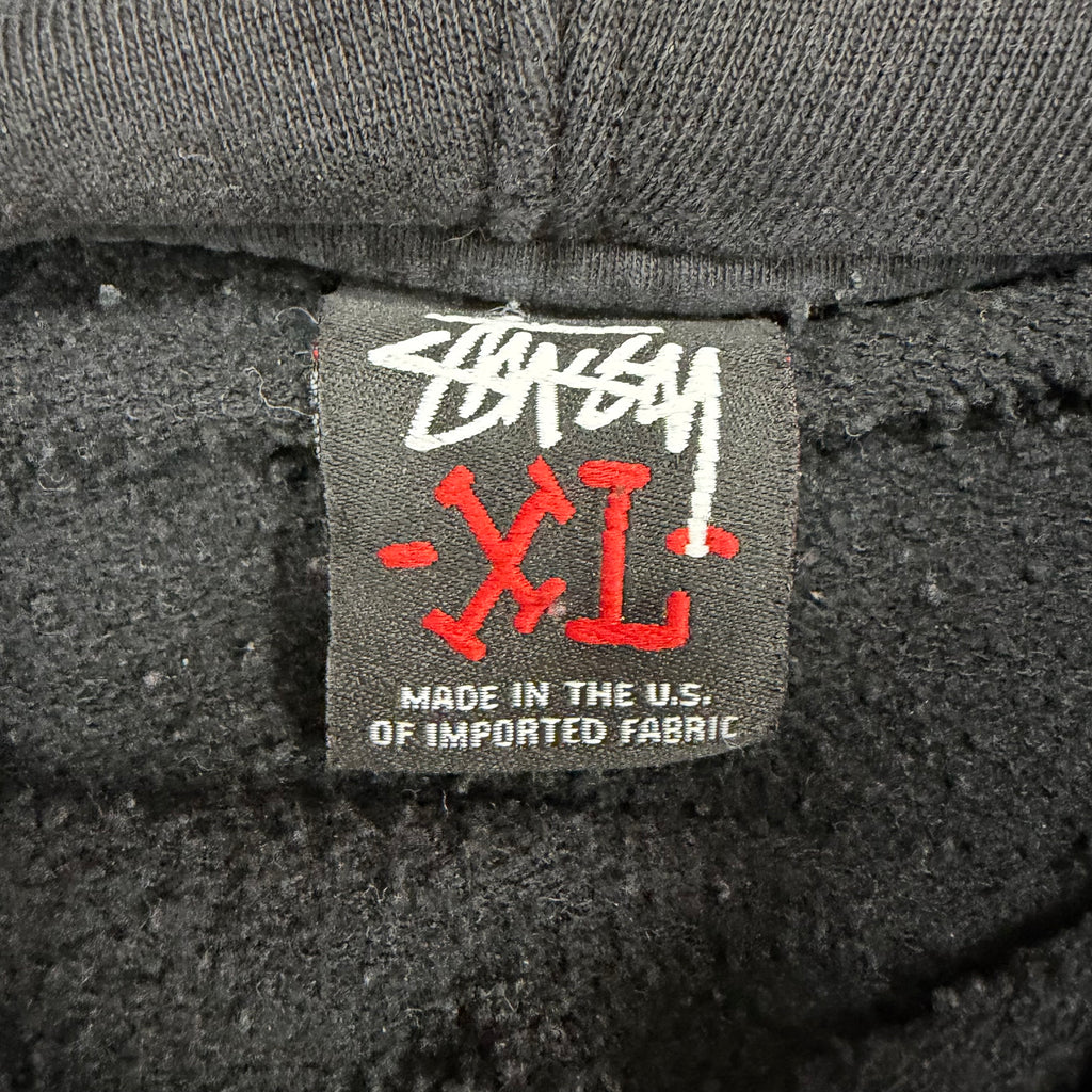 Vintage Stussy Logo Hoodie Distressed Black