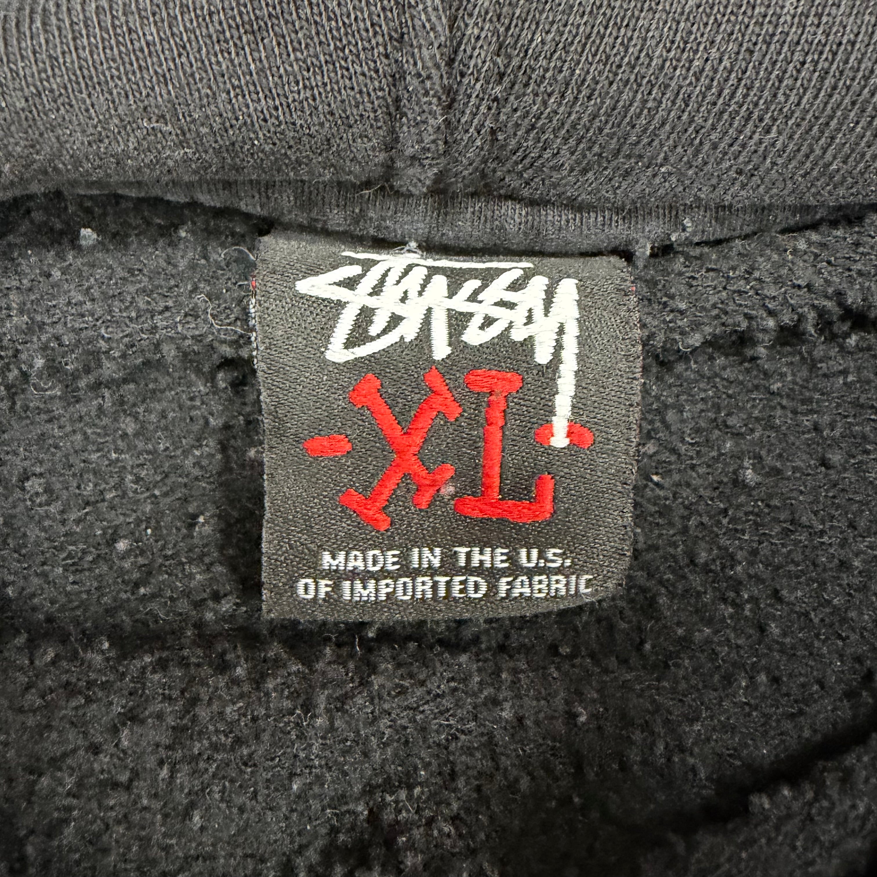 Vintage Stussy Logo Hoodie Distressed Black