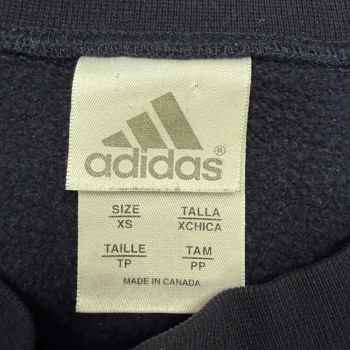 Vintage Adidas Embroidered Neck Logo Crewneck Navy