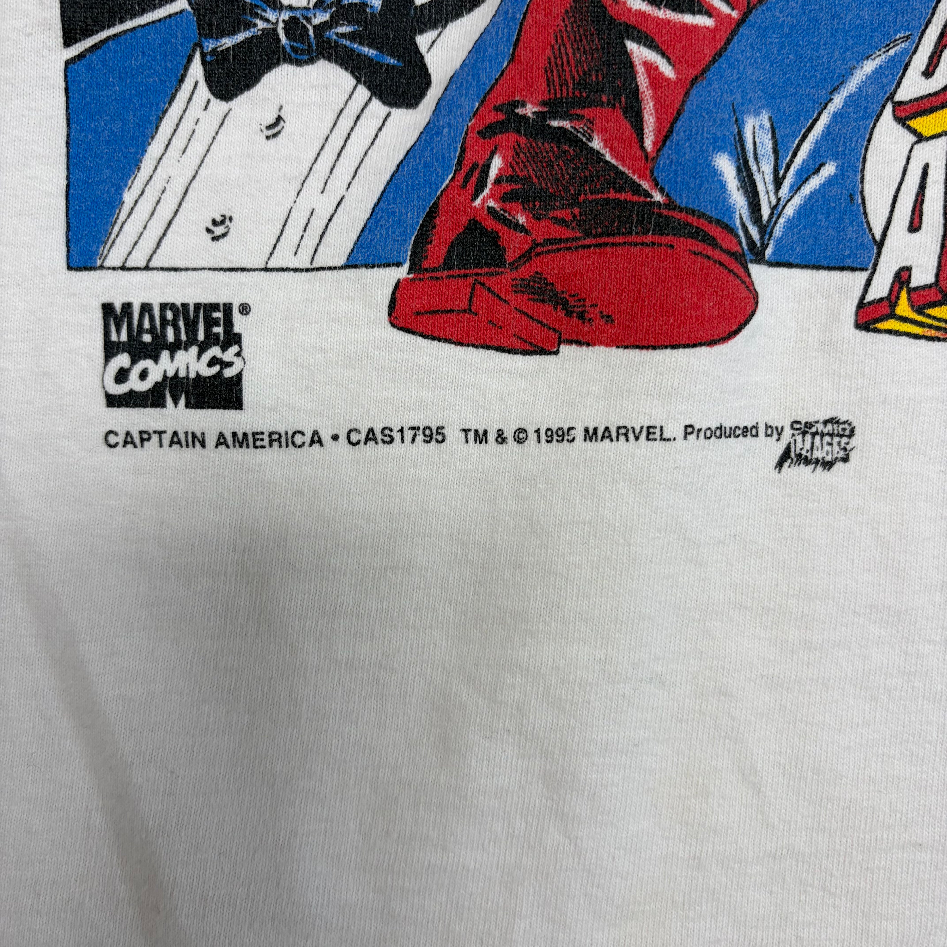 1995 Marvel Comics Captain America Panel Tee White