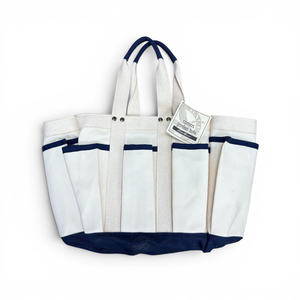Vintage Eddie Bauer Canvas Garden Tote Bag Cream/Navy
