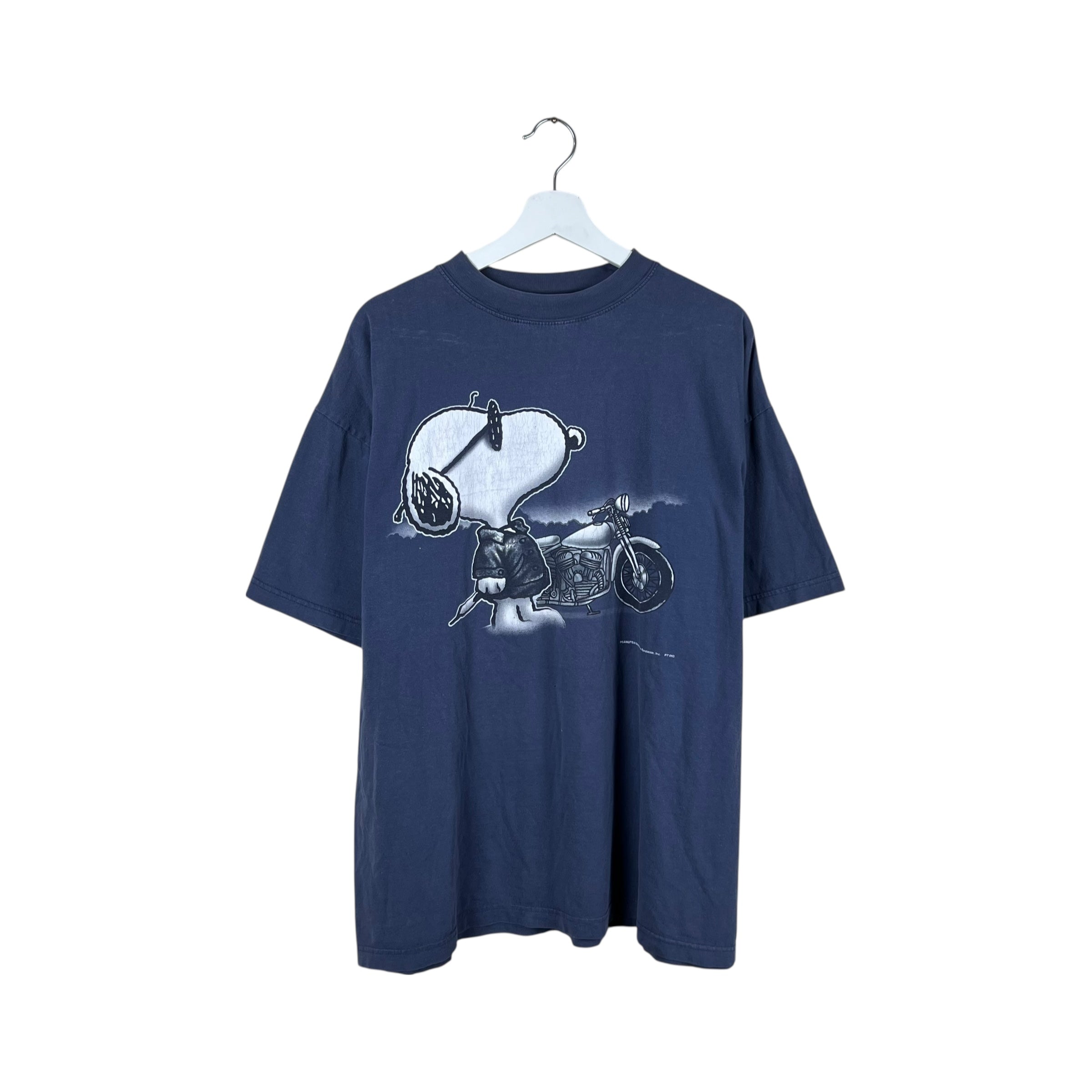Vintage Peanuts Snoopy Motorcyle Tee Light Navy