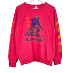 Vintage Kawasaki Motorcycle Graphic Crewneck Faded Red