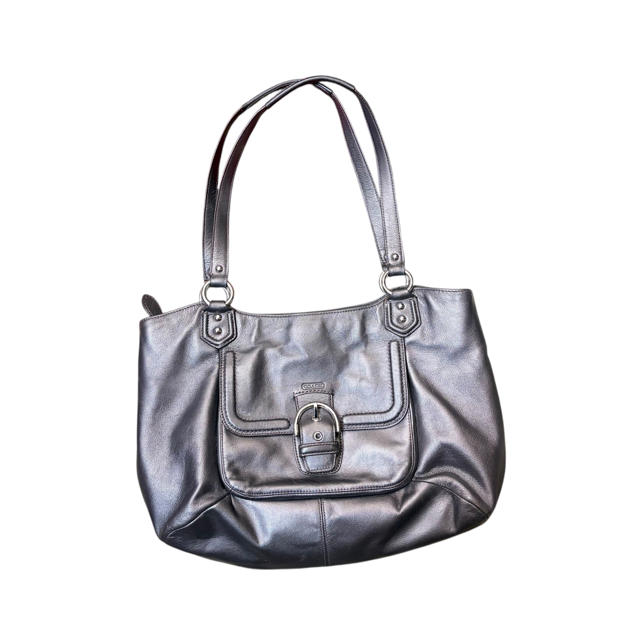 Coach Campbell Belle Leather Shoulder Bag Grey
