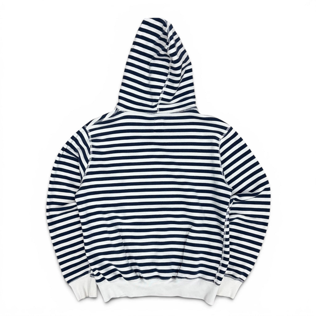 OVO Gold Embroidered Logo Stripe Hoodie White/Navy