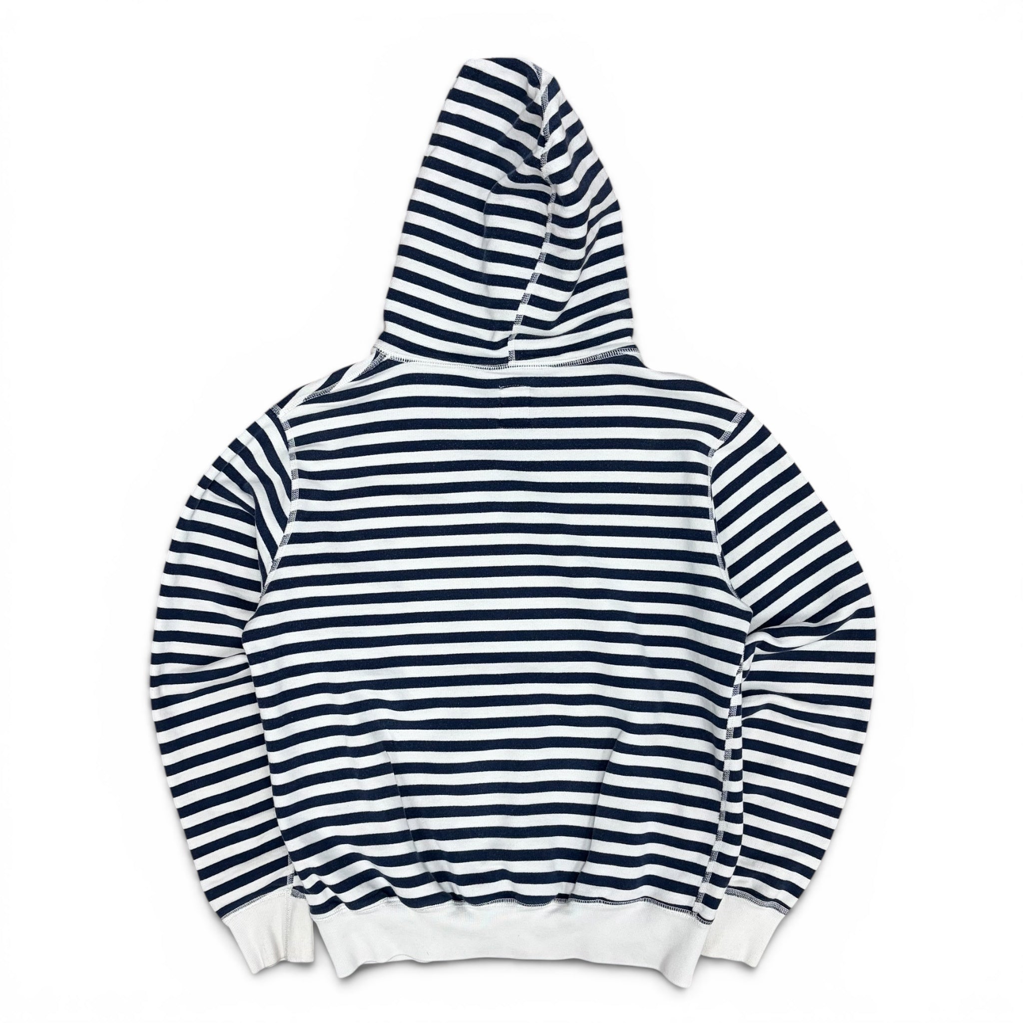 OVO Gold Embroidered Logo Stripe Hoodie White/Navy