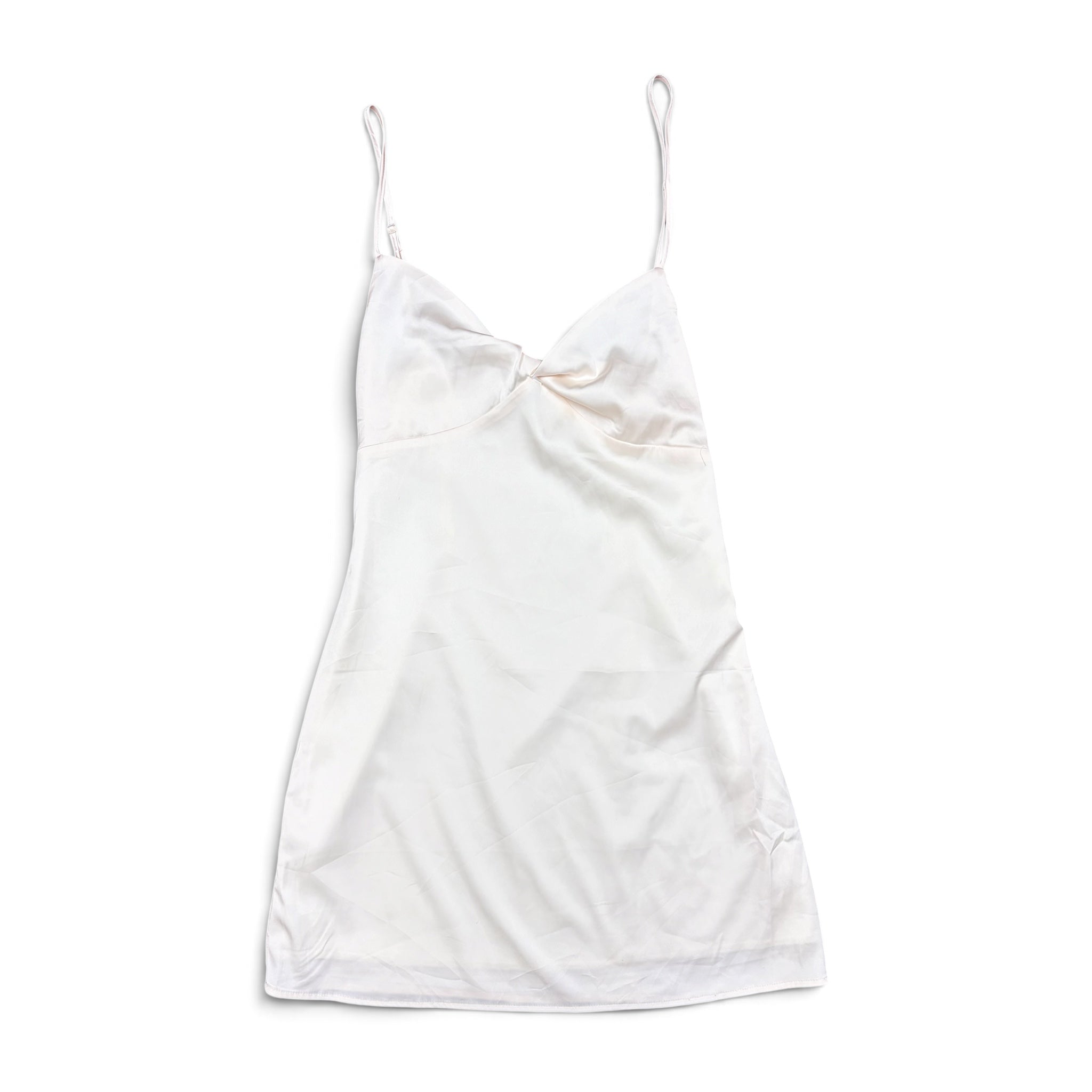 Vintage Women’s Satin Mini Dress Pearl White