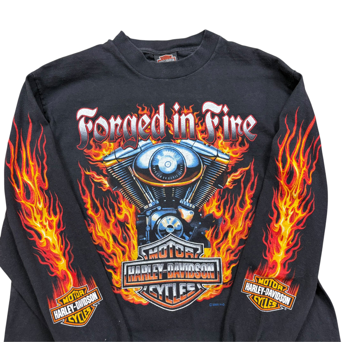 2000’s Harley Davidson “Forged In Fire” Flames Longsleeve Black