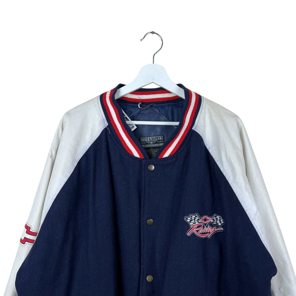 Vintage Steve & Barry’s Chevrolet Racing Varsity Leather Jacket Navy