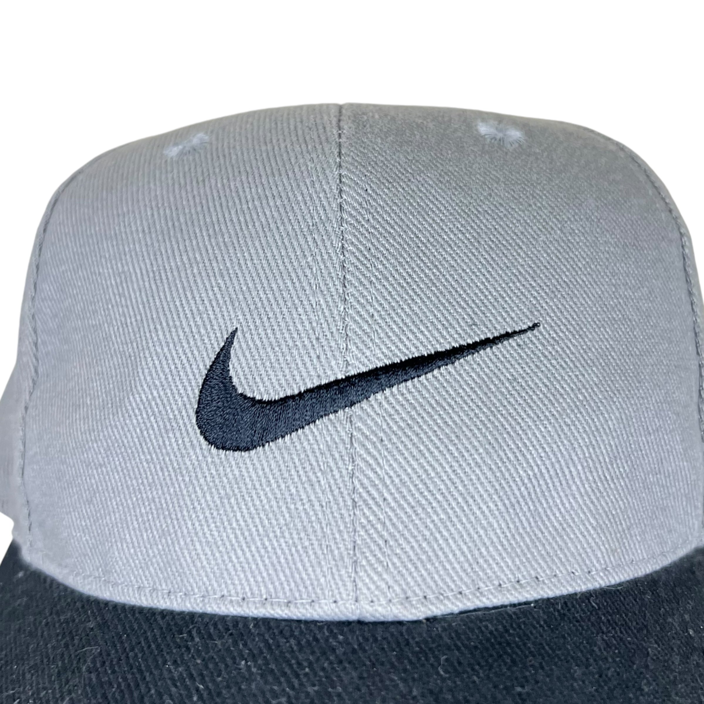 90s Nike Tiger Woods Big Swoosh Fitted Hat Grey/Black
