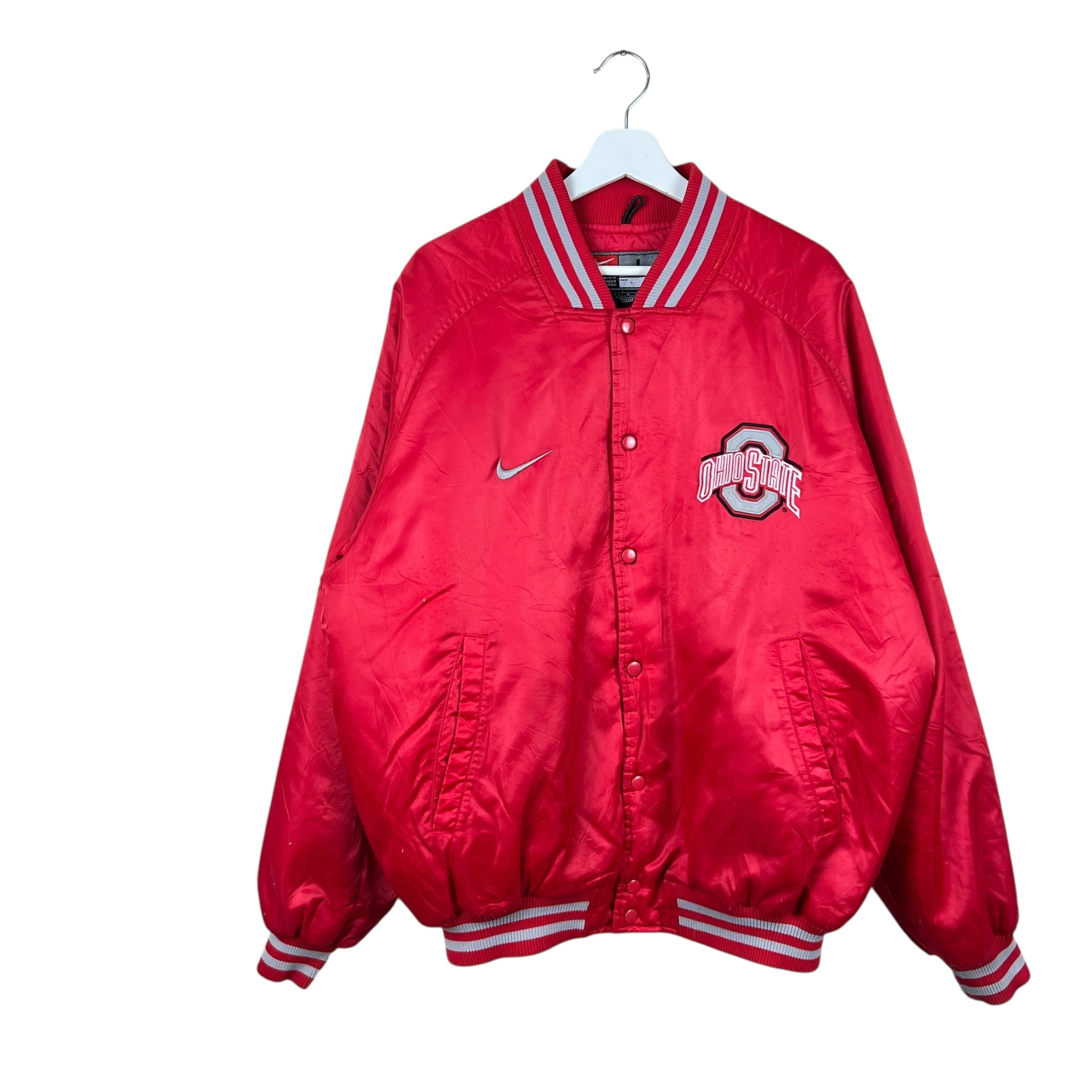 Vintage 90’s Nike Ohio State Varsity Satin Bomber Jacket Red