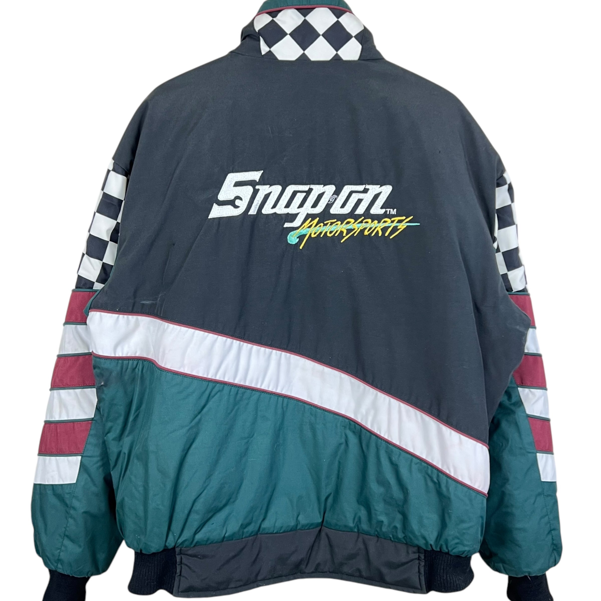 Vintage Snap-On Motorsports Checkered Puffer Jacket Black/Green
