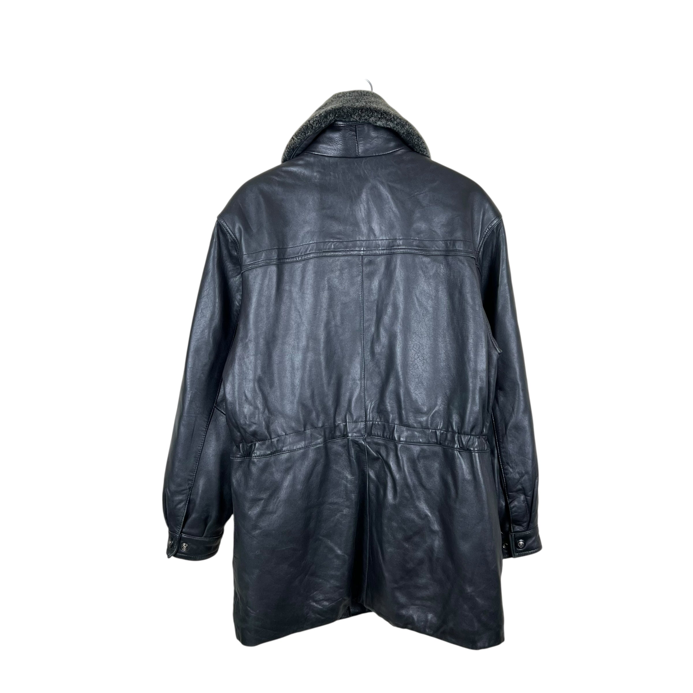 Vintage Daniel Women’s Fur Leather Parka Jacket Black