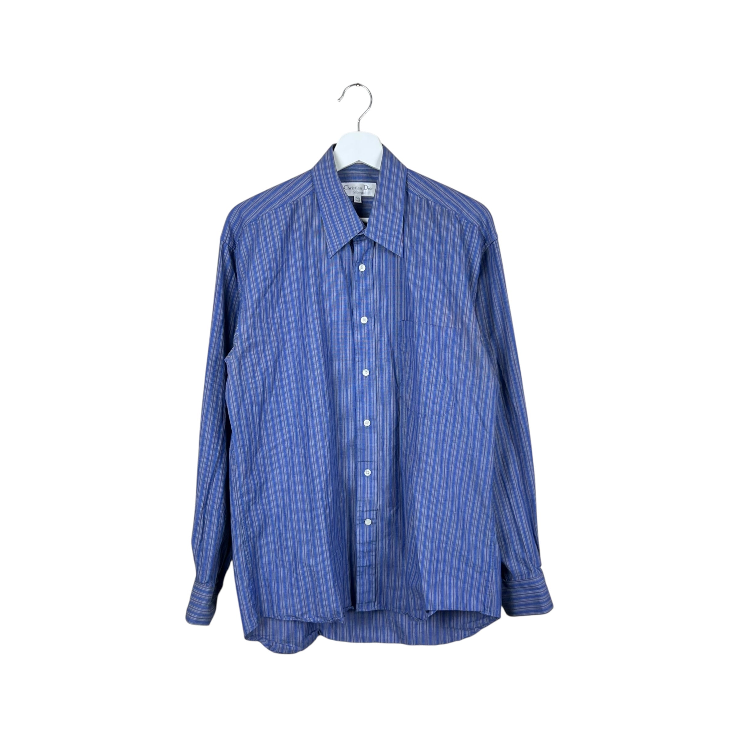 Christian Dior Striped Dress Shirt Blue