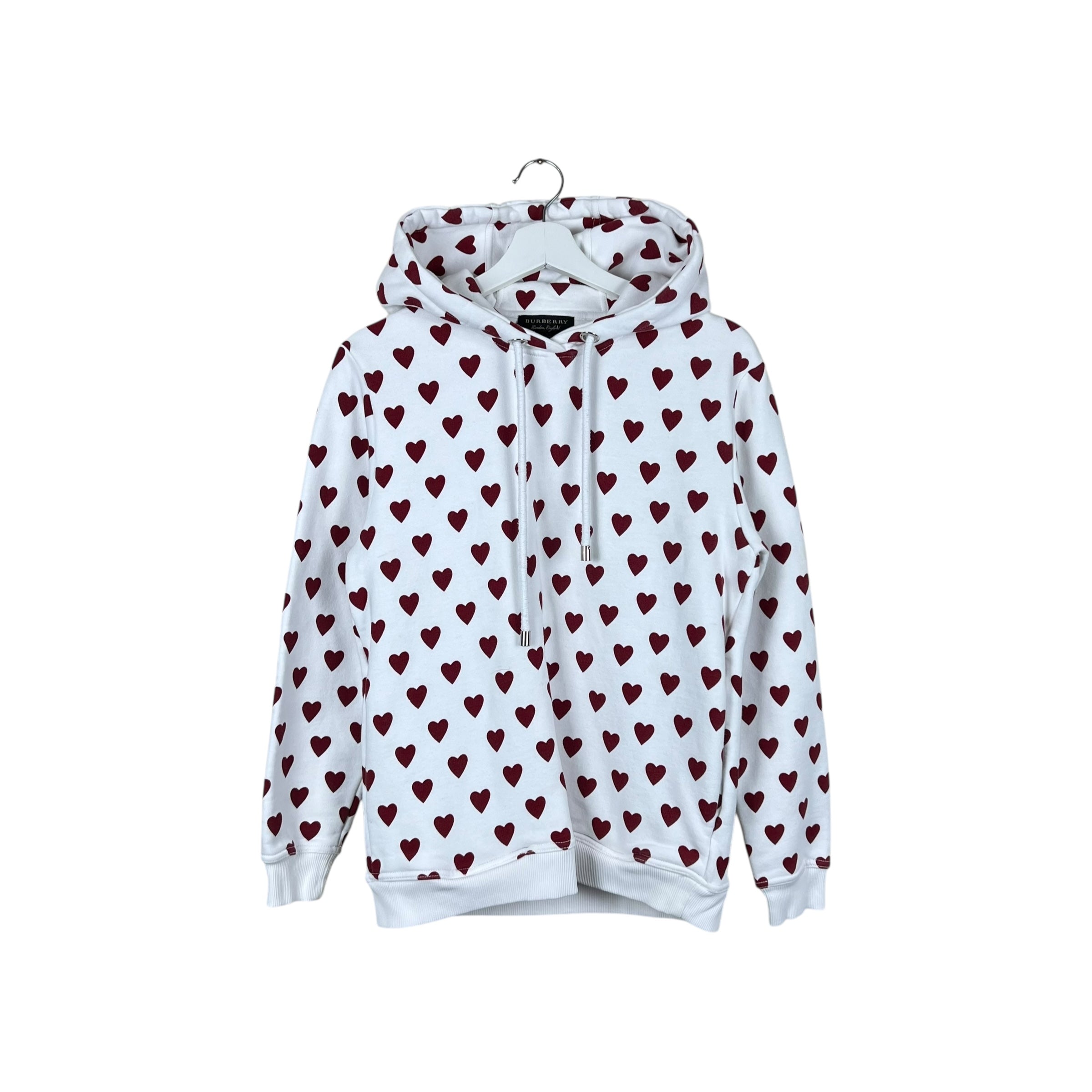 Burberry Heart Print Hoodie White