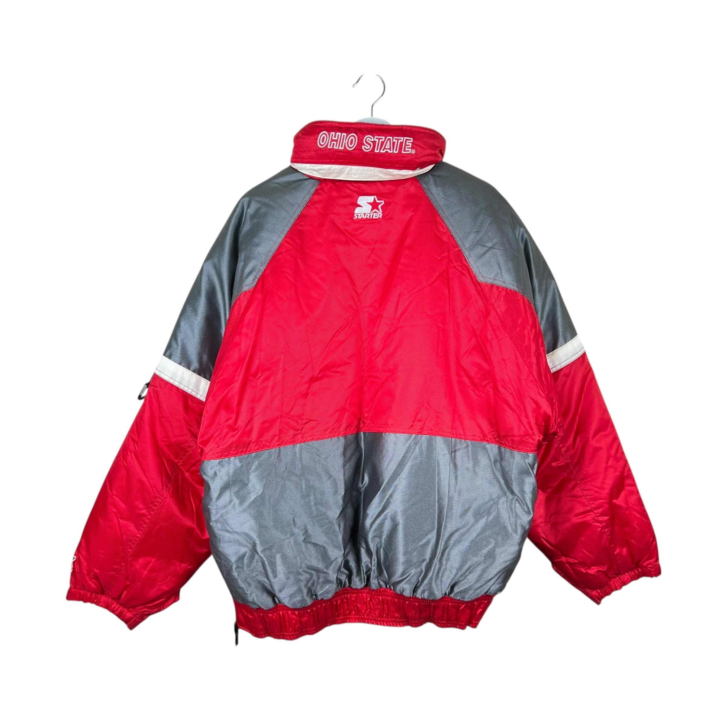 Vintage Starter Ohio State Kangaroo Pouch Puffer Jacket Red