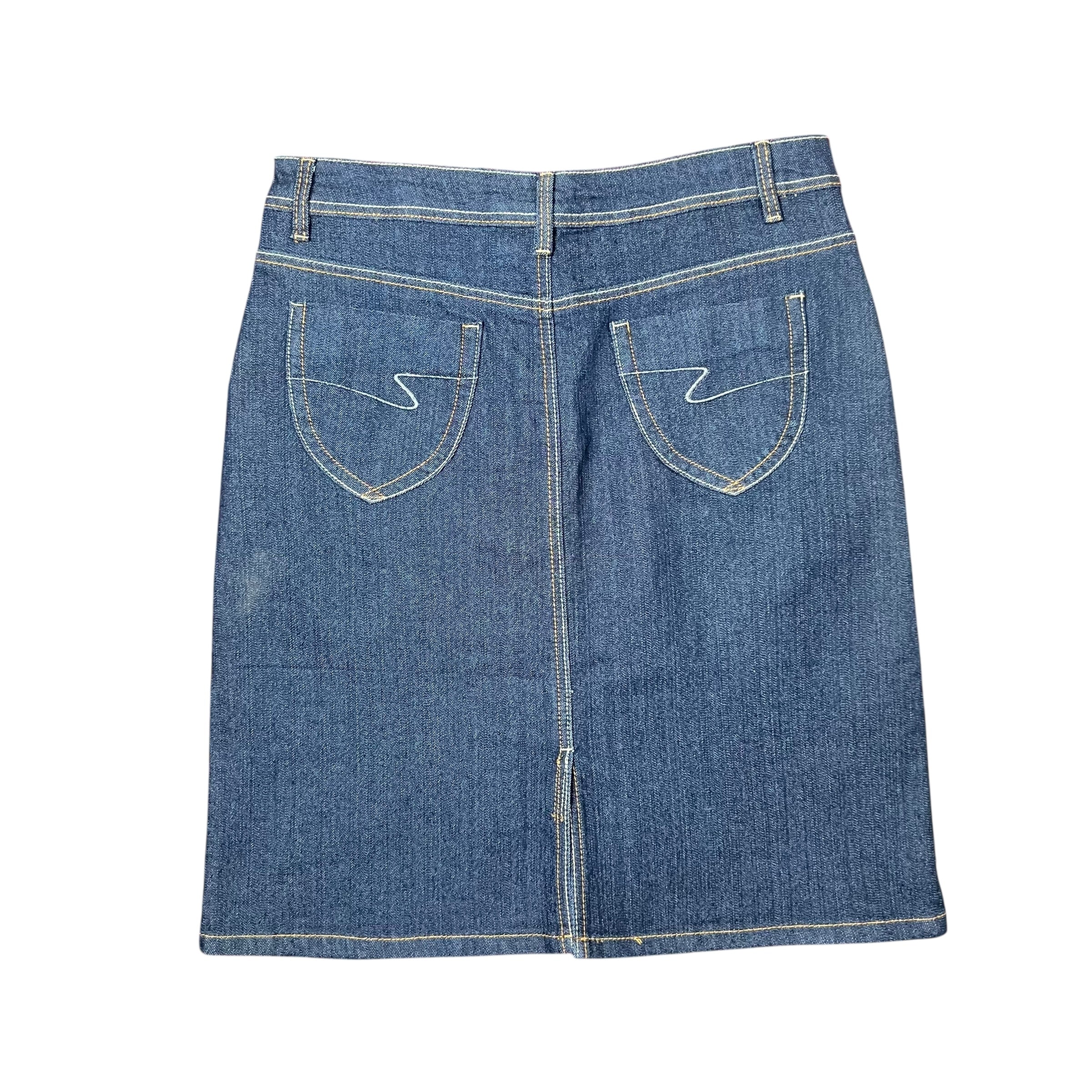 Vintage C-IN-C Women’s Mid Length Denim Skirt Dark Wash
