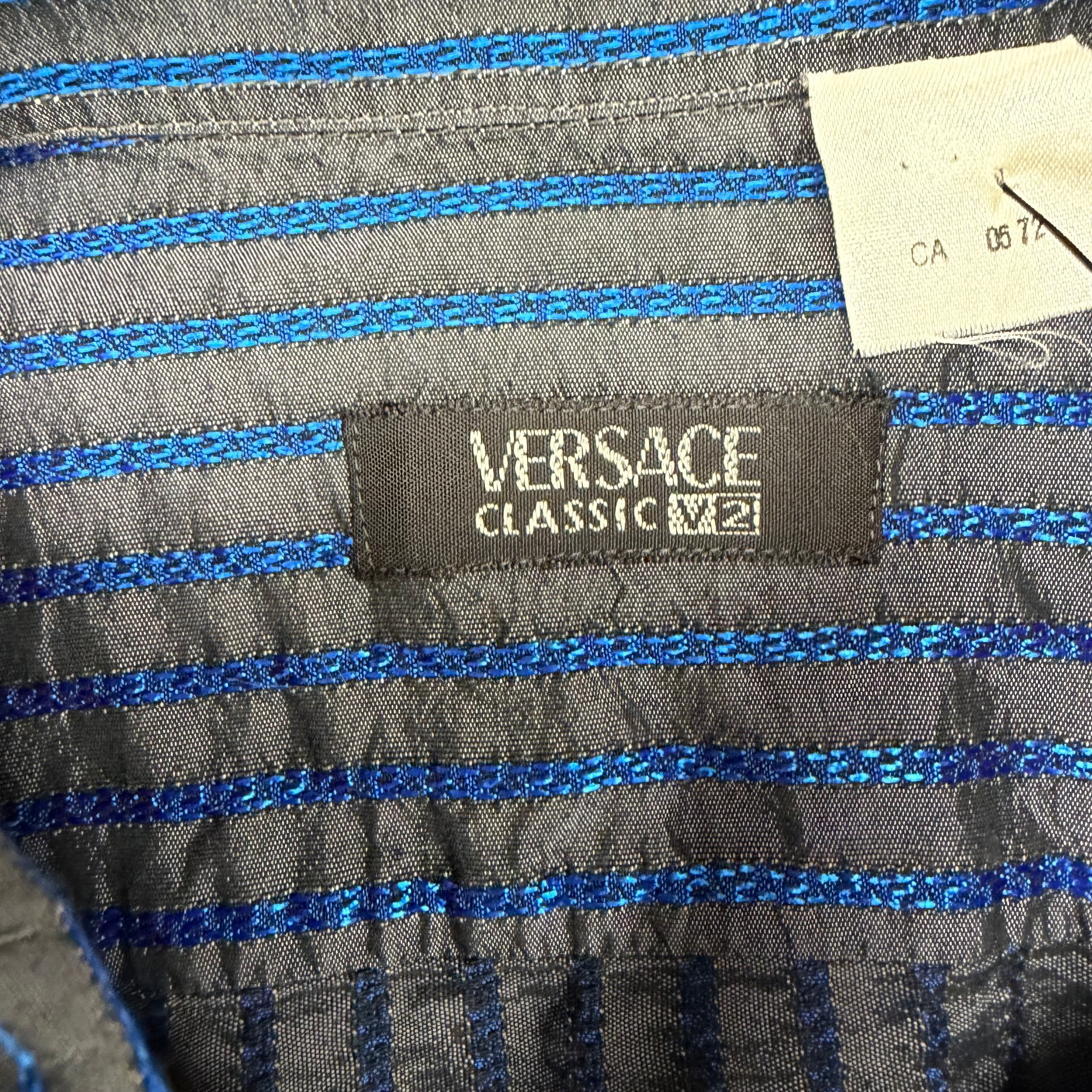 Versace Classic V2 Dress Shirt Blue/Grey Stripes
