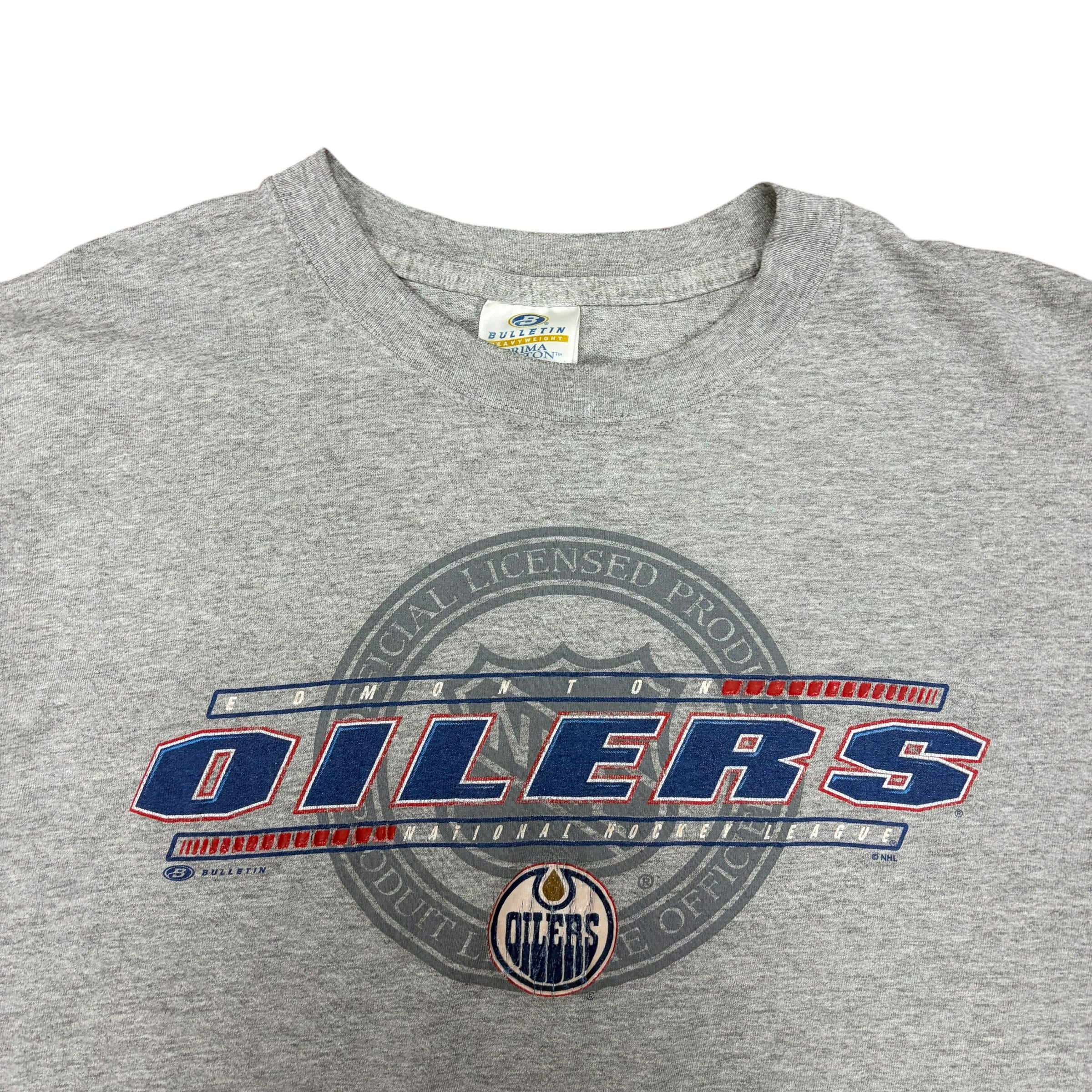 Vintage Bulletin NHL Edmonton Oilers Logo Tee Grey