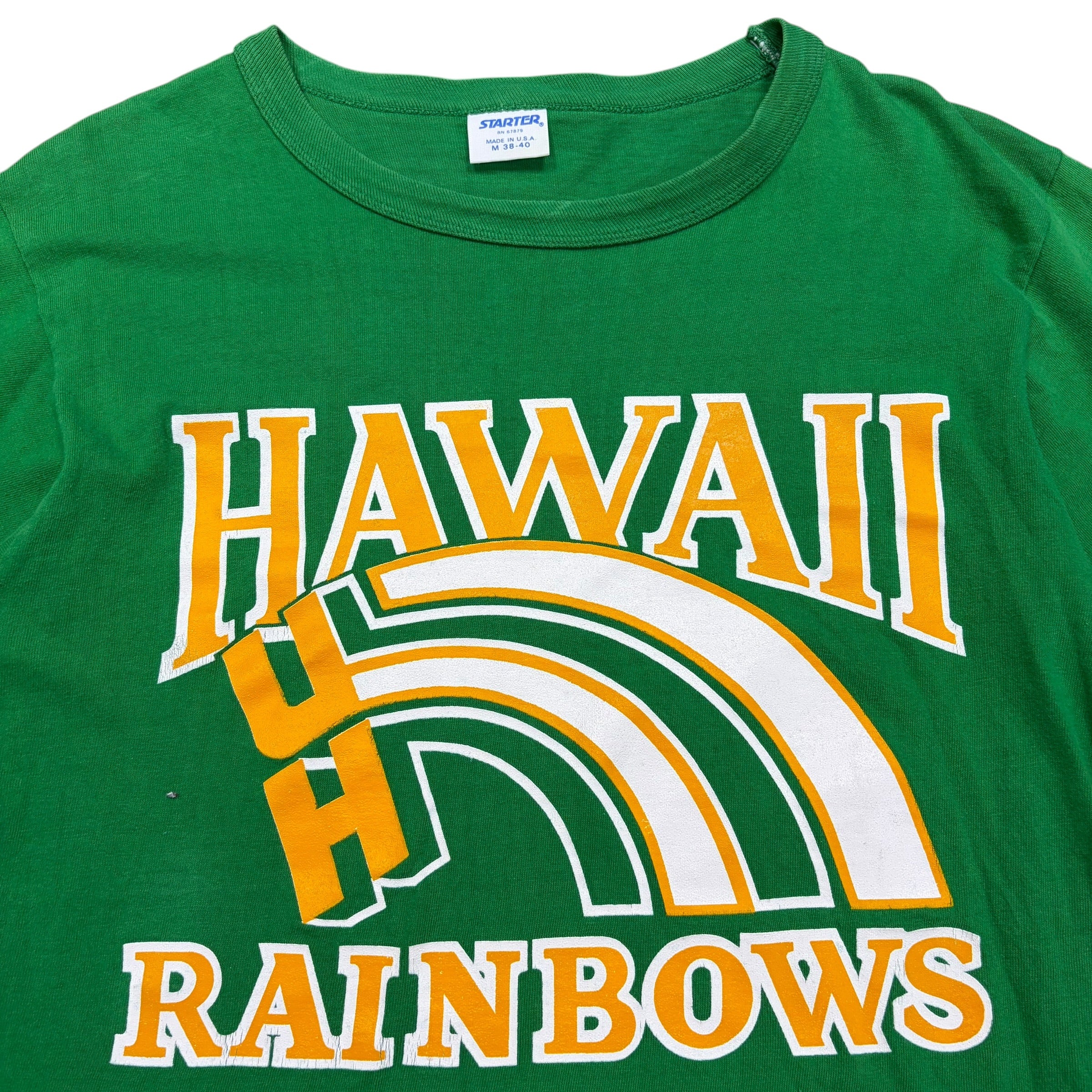Vintage Starter University of Hawaii Rainbows Logo Tee Green