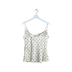 Vintage Women’s Cowl Neck Satin Top Polka Dot Cream