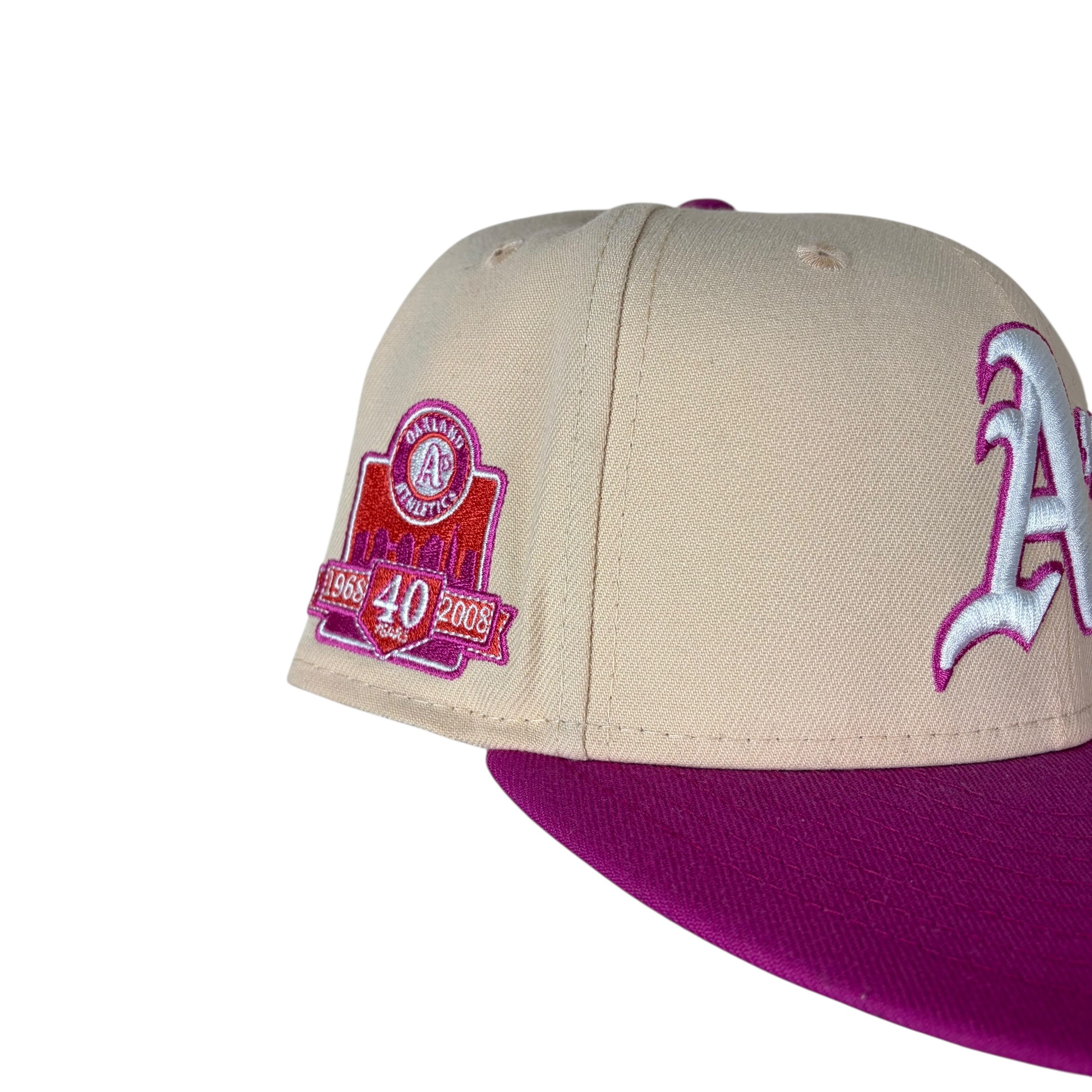 Vintage MLB Oakland Athletics 40th Anniversary Fitted Hat Cream/Pink