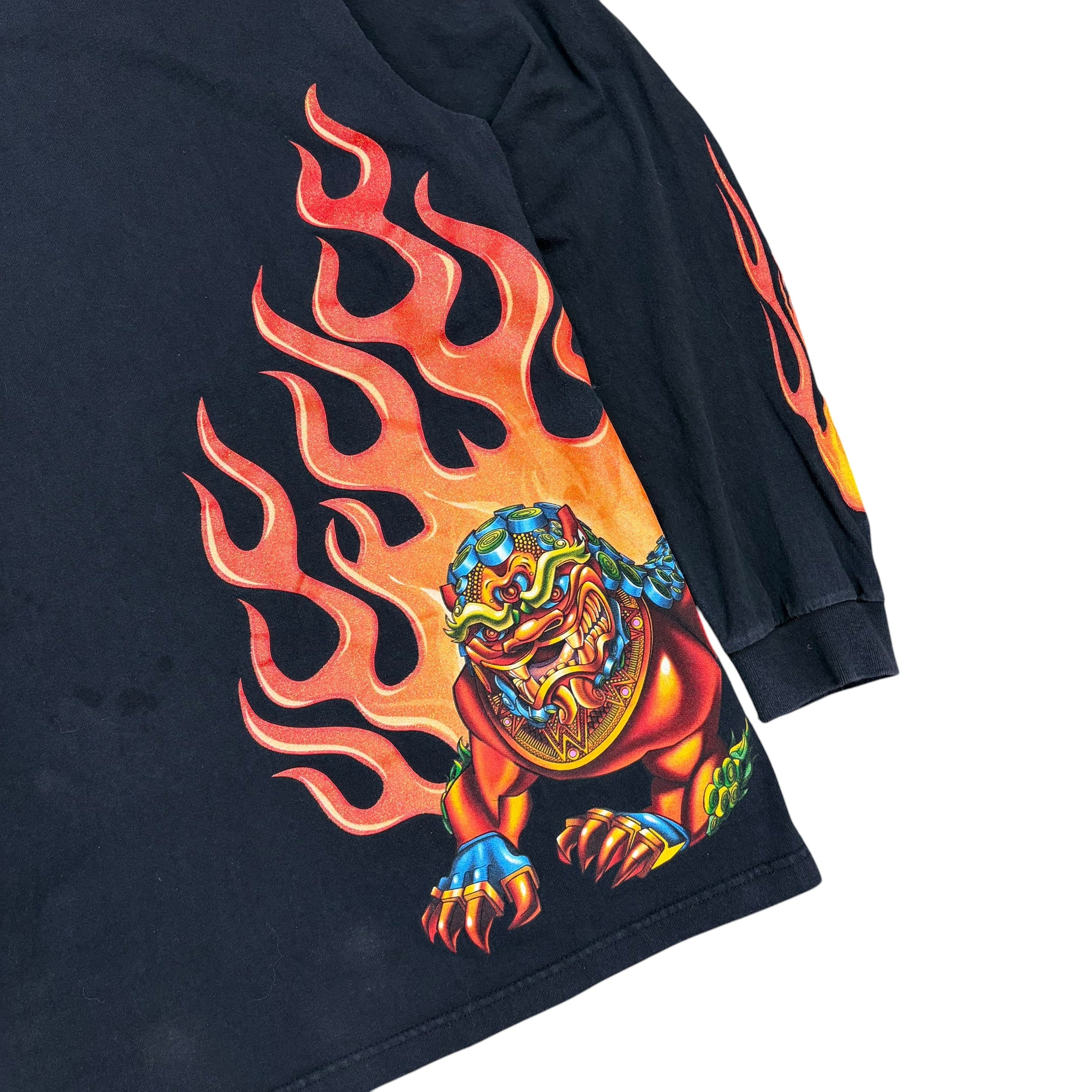 Vintage Y2K JNCO Jeans Dragon Flame Long Sleeve Black