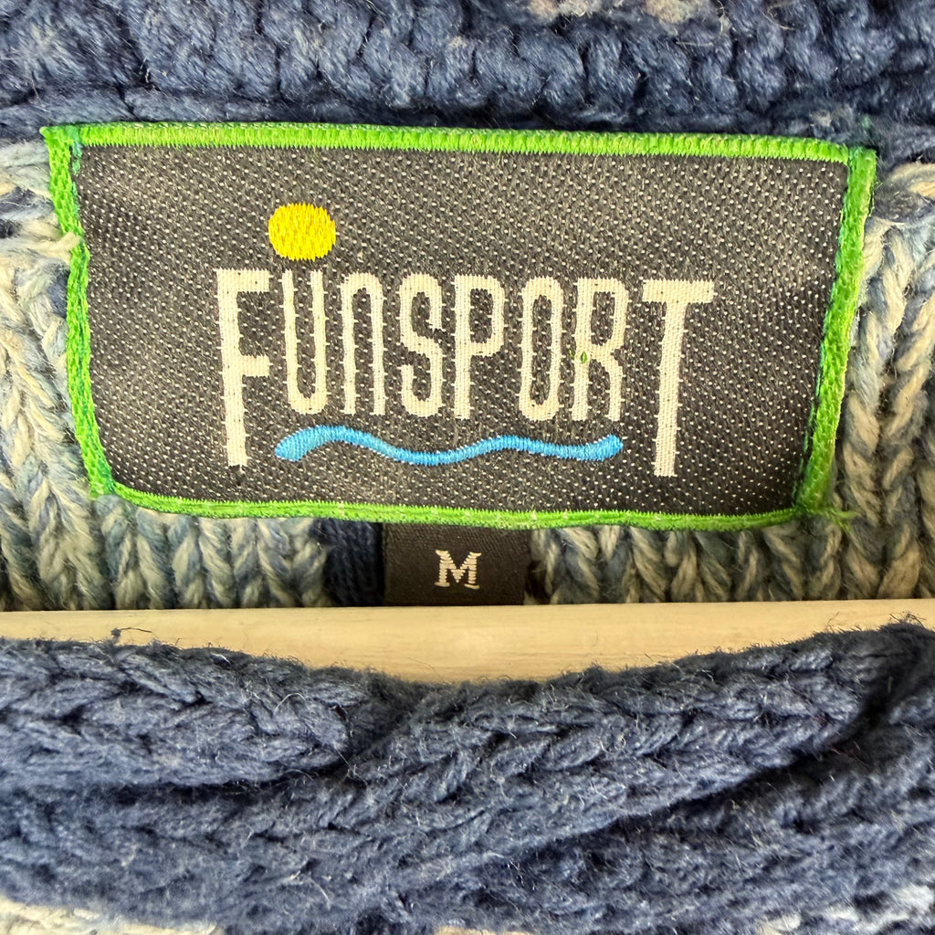 Vintage Funsport Pattern Cable Knit Blue