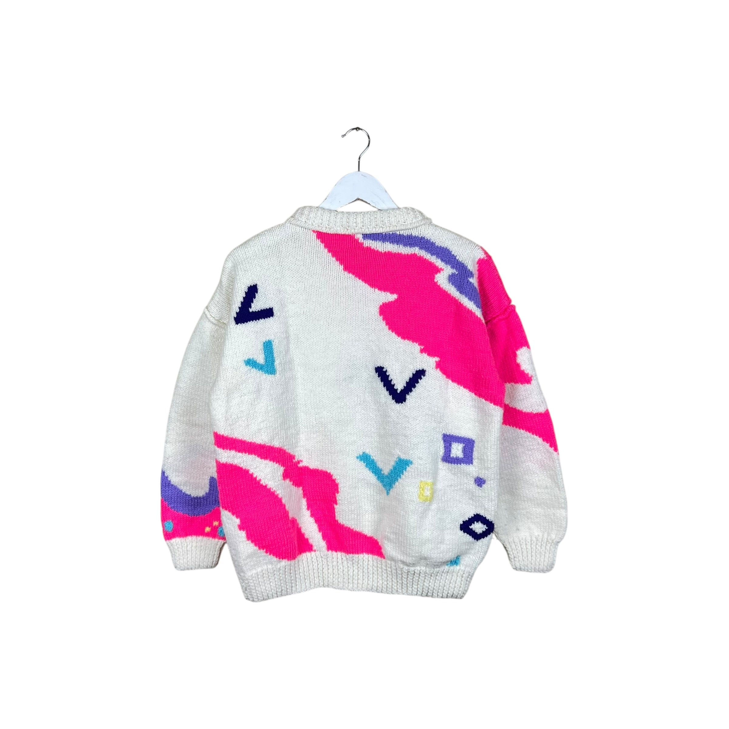 Vintage Women’s Multi Pattern Knit Cream White/Pink
