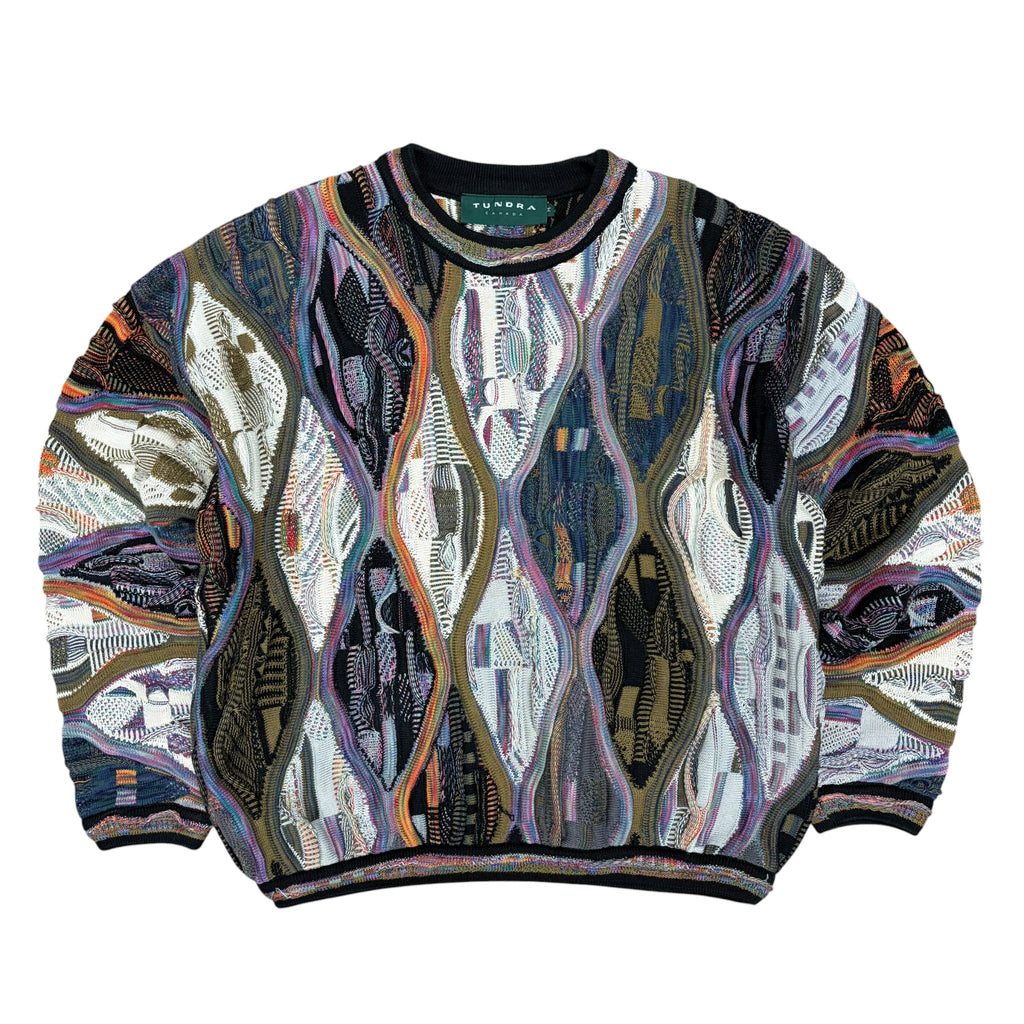Vintage Tundra 3D Cable Pattern Knit Multi