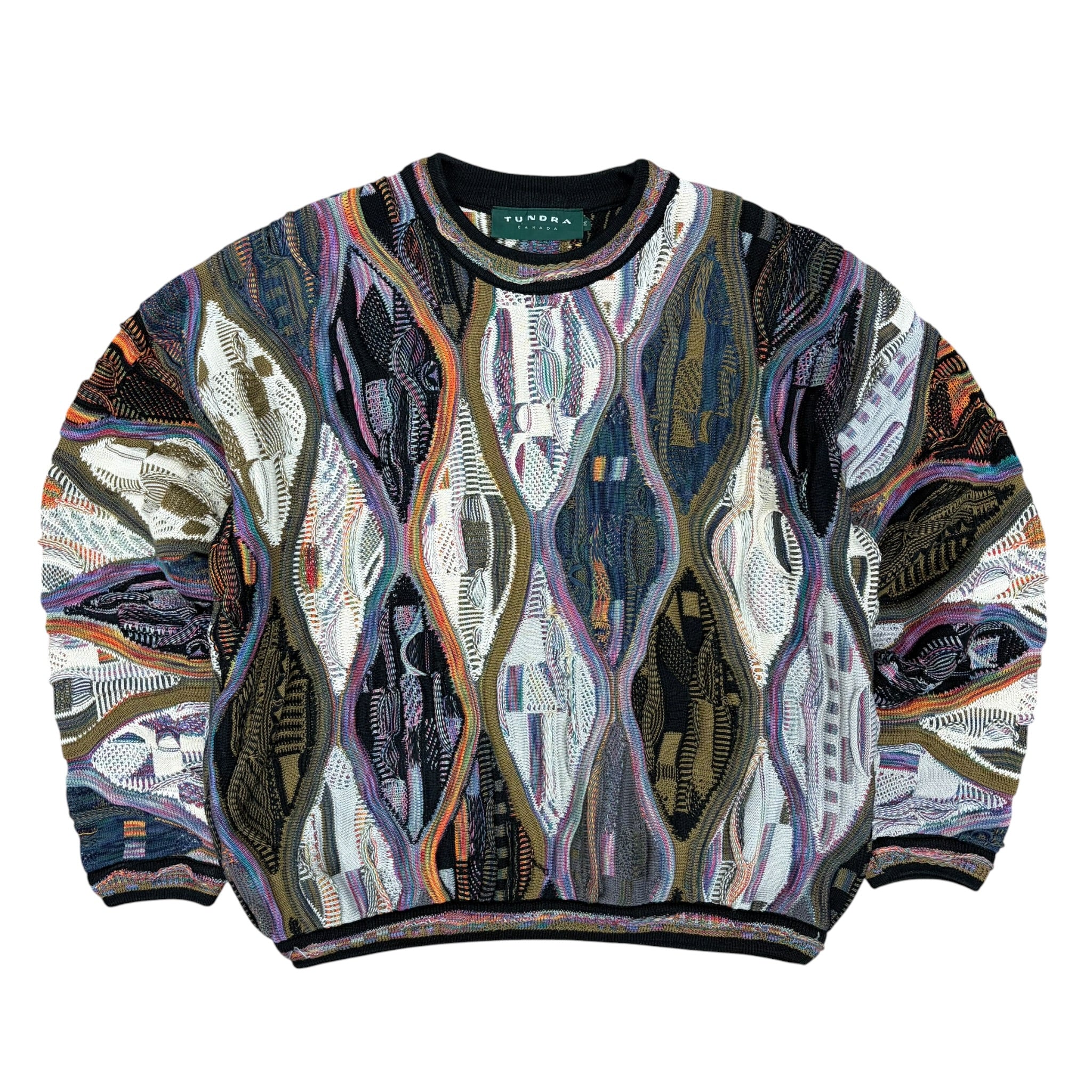 Vintage Tundra 3D Cable Pattern Knit Multi